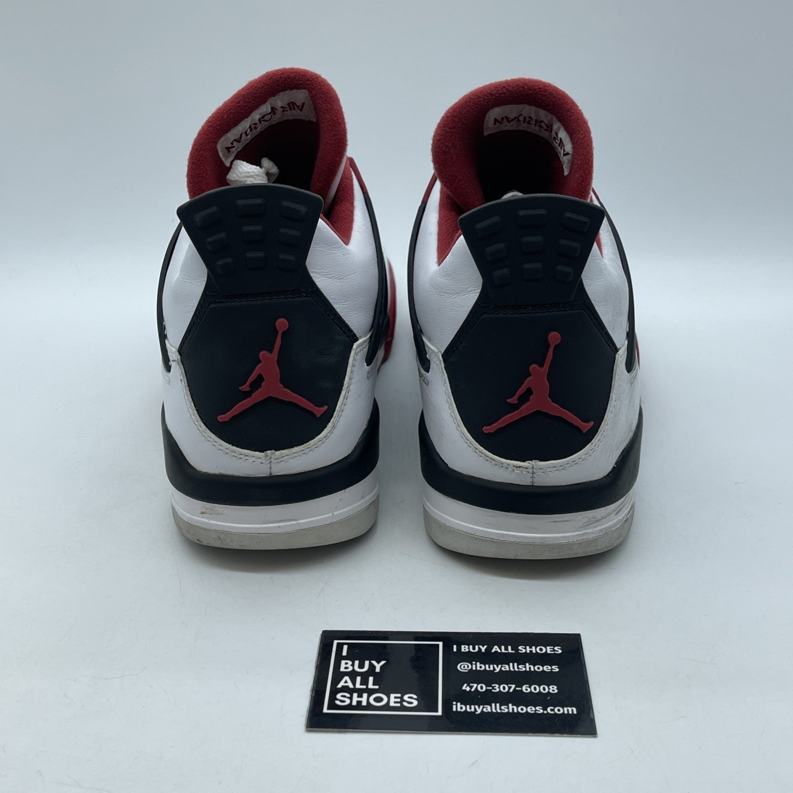 Size 9.5 - Jordan 4 Retro Fire Red White Black Suede (308497-110)