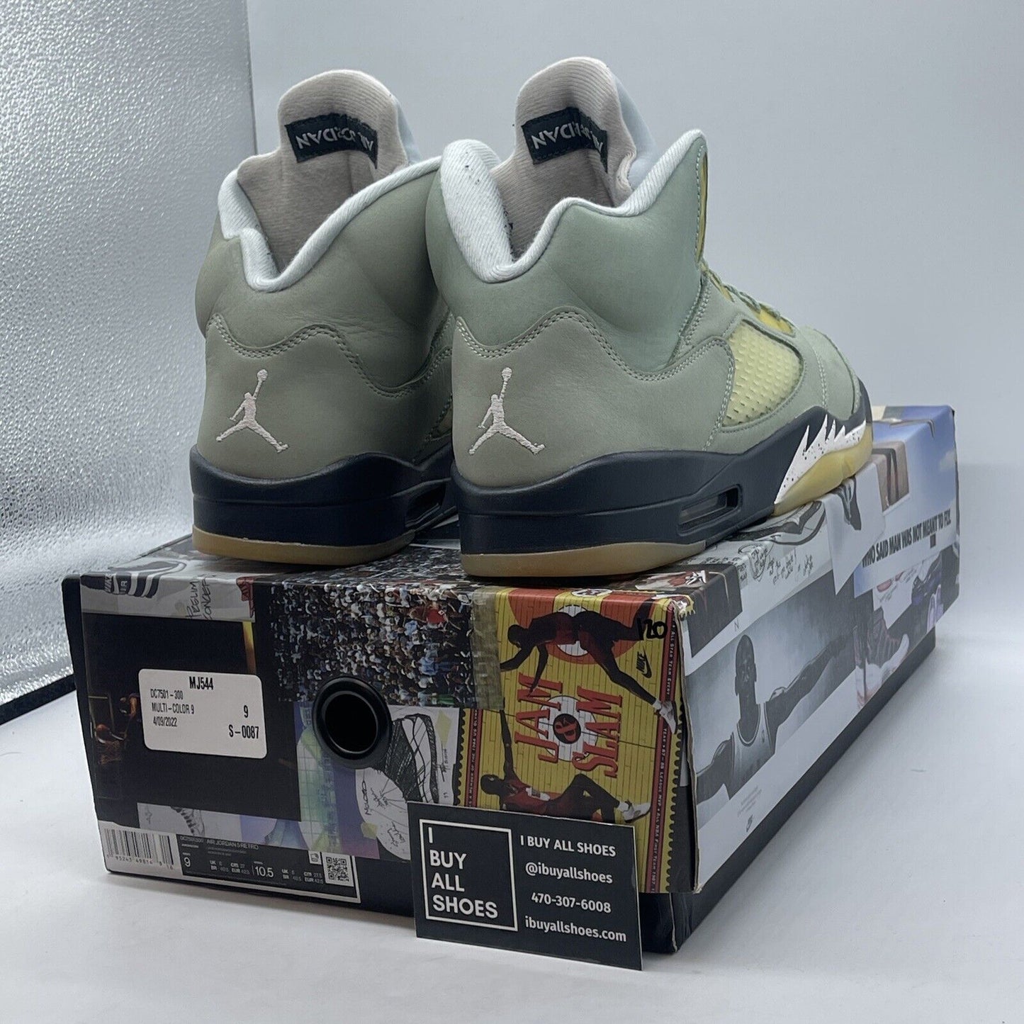 Size 9 - Jordan 5 JADE HORIZON Green White Black Suede (DC7501-300)