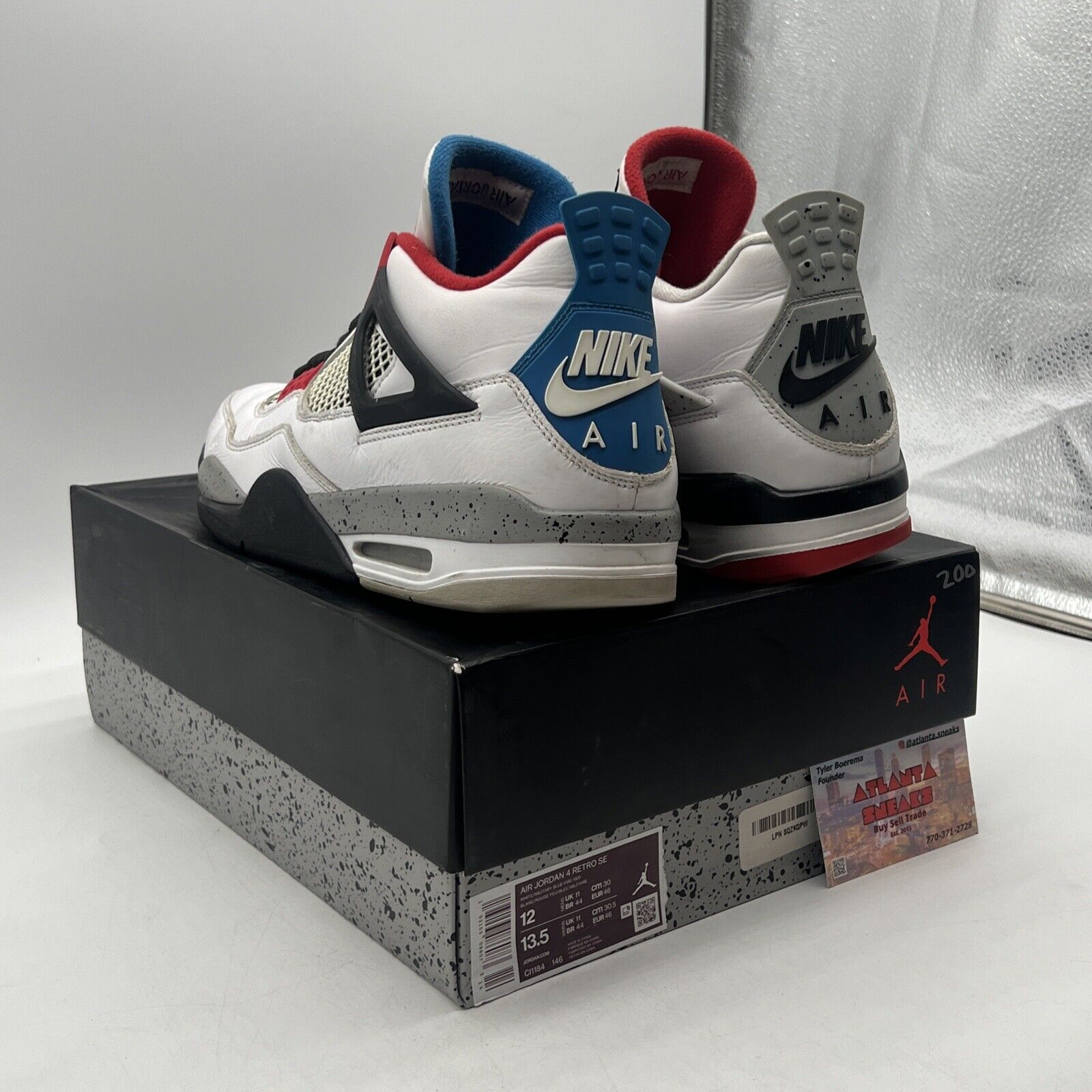 Size 12 - Jordan 4 Retro SE Mid What The 4 White Black Red Blue (CI1184-146)