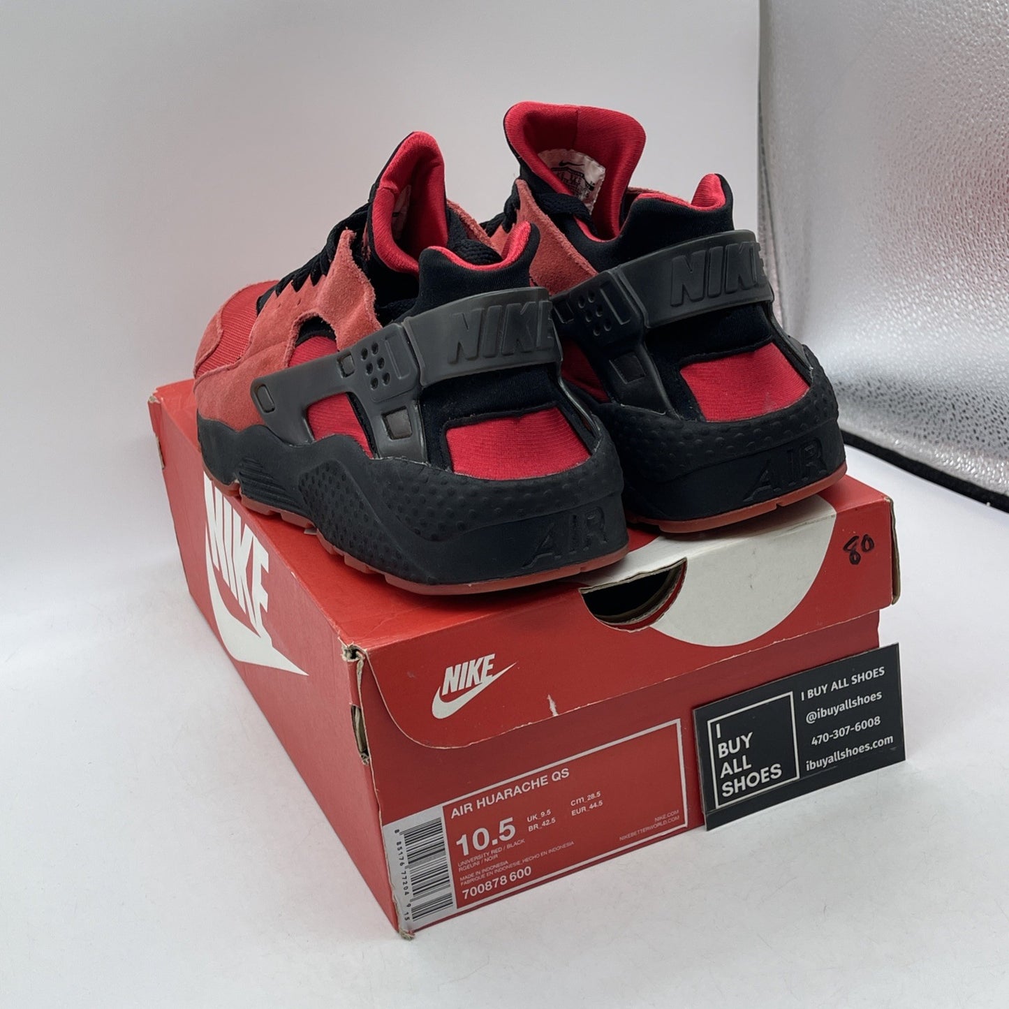 Size 10.5 - Nike Air Huarache Qs Love Hate Red Black Suede (700878-600)