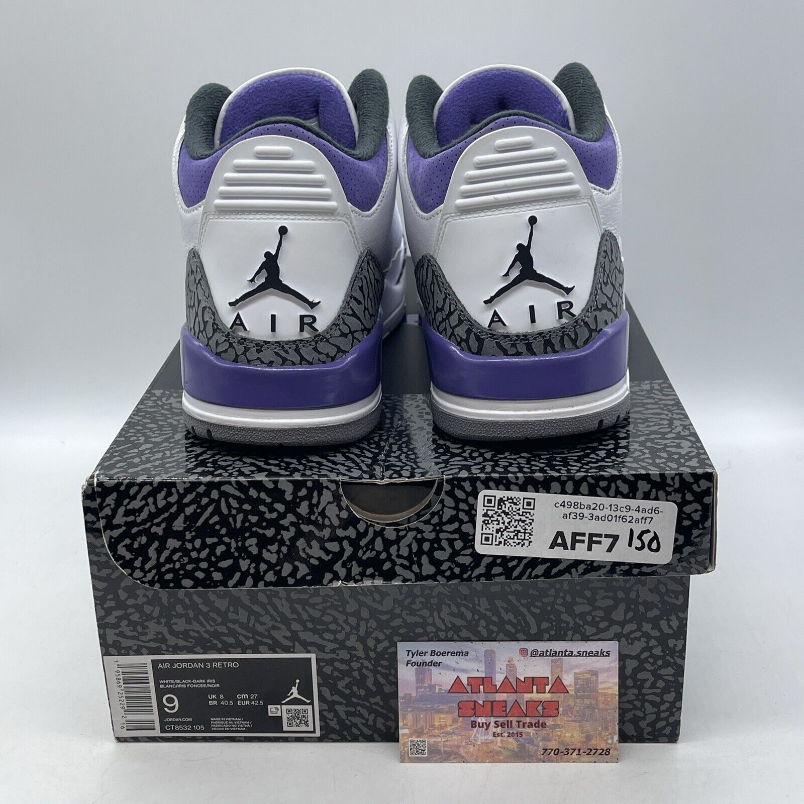 Size 9 - Jordan 3 Retro Mid Dark Iris Grey Suede White Purple (CT8532-105)