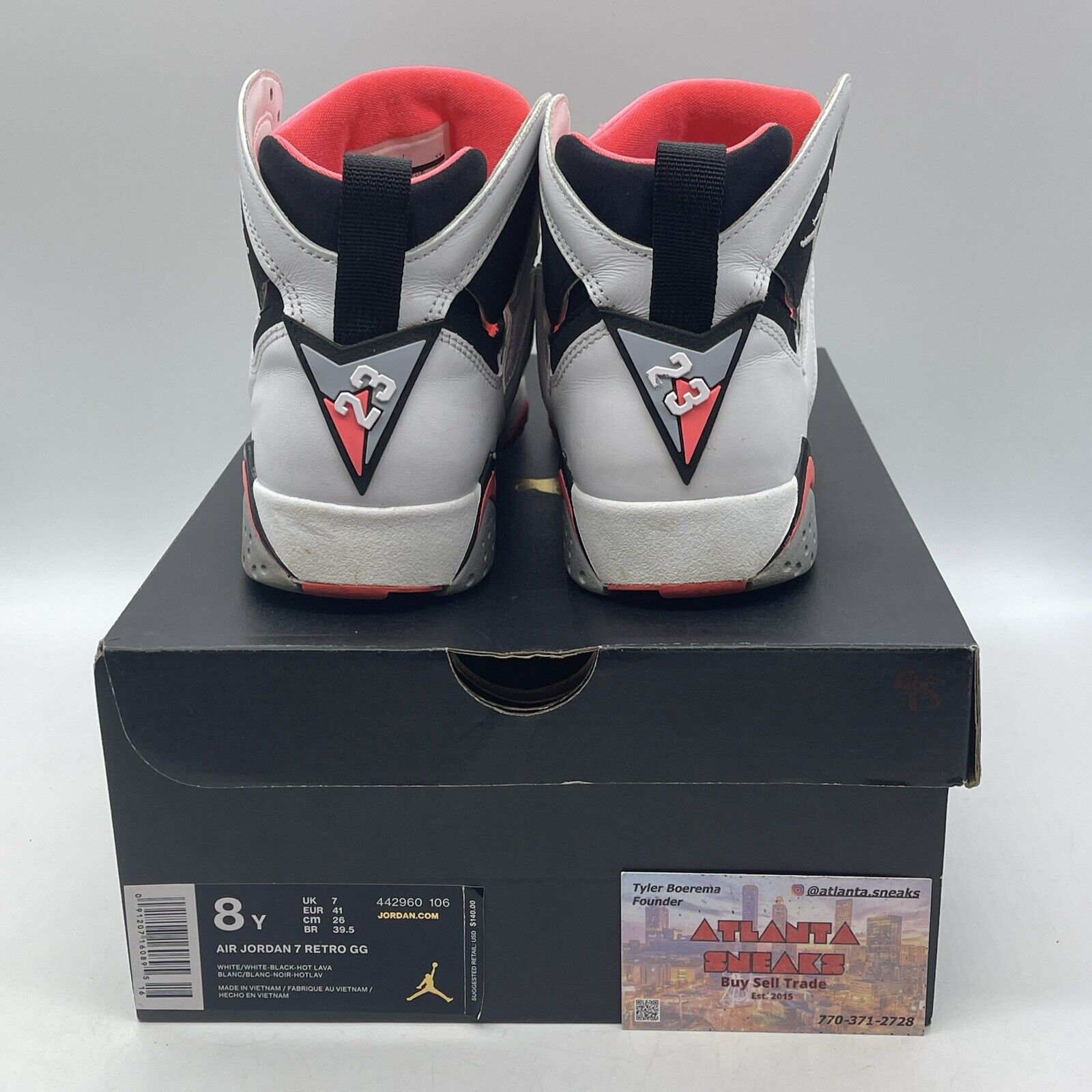 Size 8Y - Nike Air Jordan 7 Retro White Black Hot Lava (442960-106)