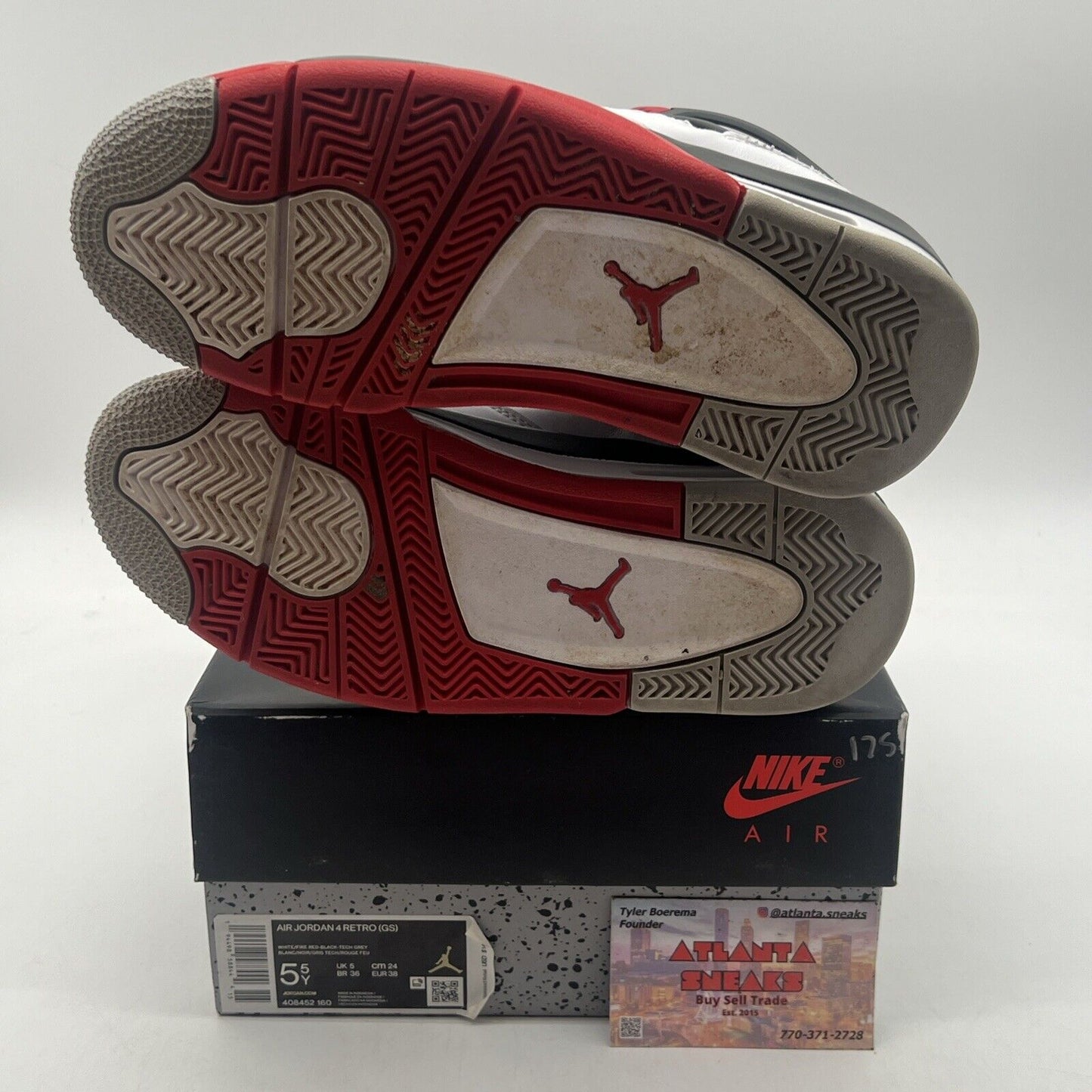 Size 5.5Y - Jordan 4 Retro OG Mid Fire Red Black White Leather (408452-160)