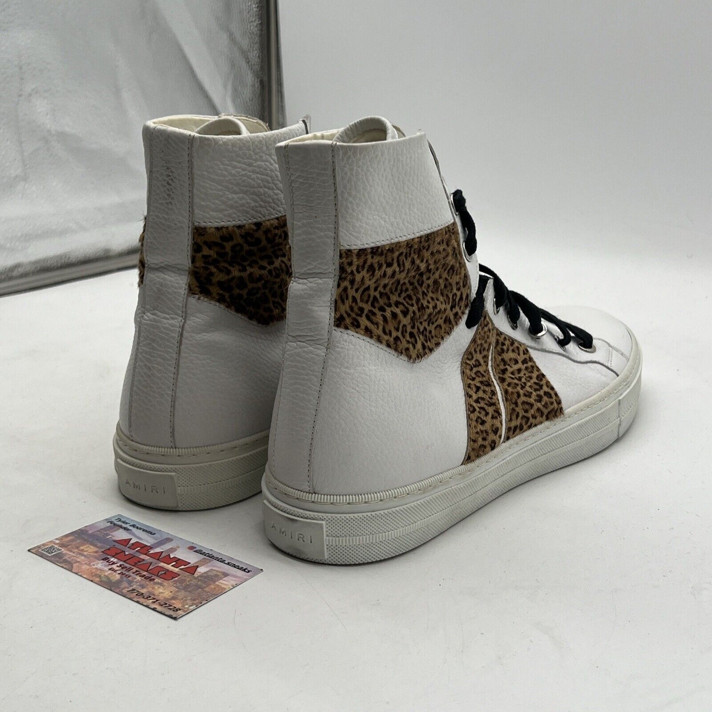 Size 11 - Amiri Sunset Hi-top White Leather Leopard Sneakers