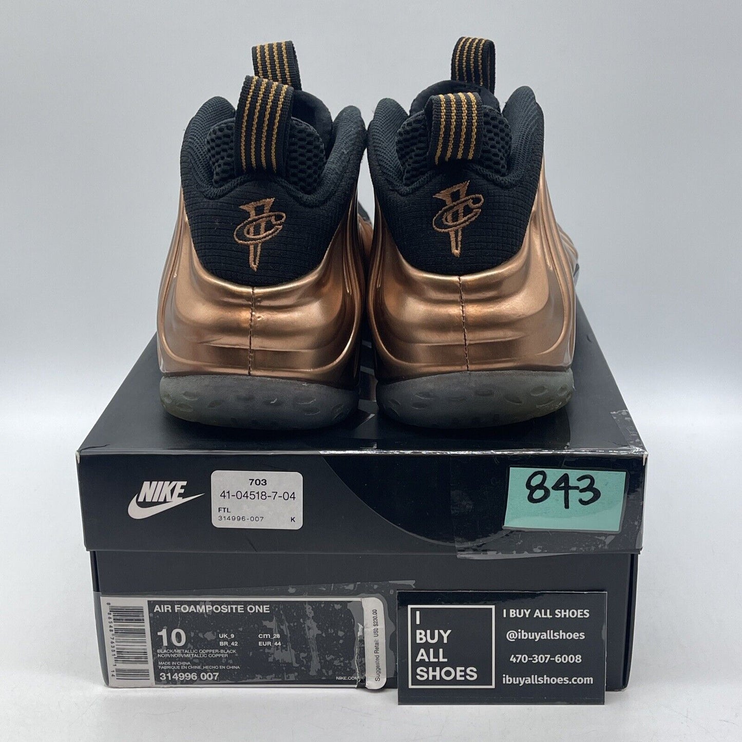 Size 10 - Nike Air Foamposite One 2017 Copper Black Suede (314996-007)