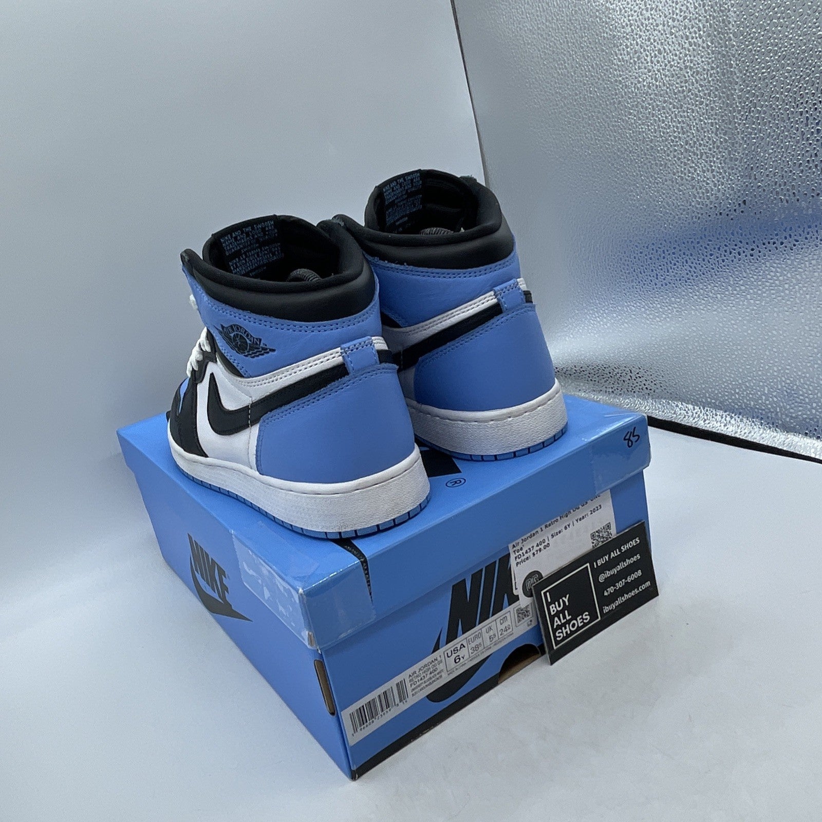 Size 6 (GS) - Air Jordan 1 High Retro OG UNC Toe (FD1437-400)