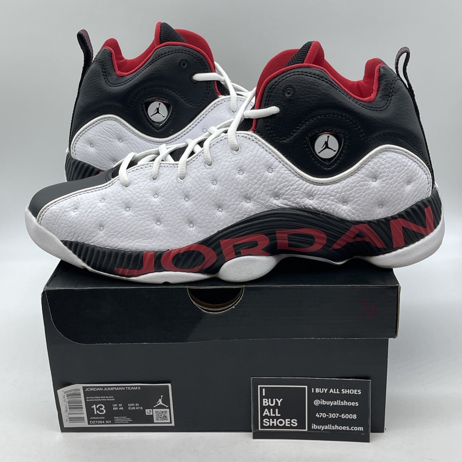 Size 13 - Jordan Jumpman Team 2 2022 Chicago White Black Leather (DZ7294-101)