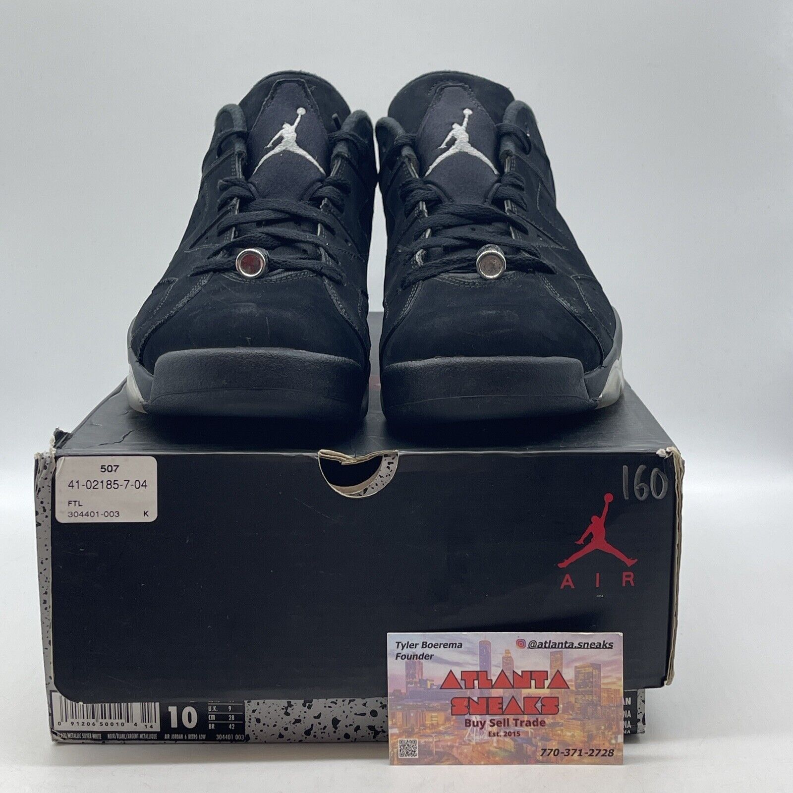 Size 10 - Air Jordan 6 Retro Low Chrome Black (304401-003)