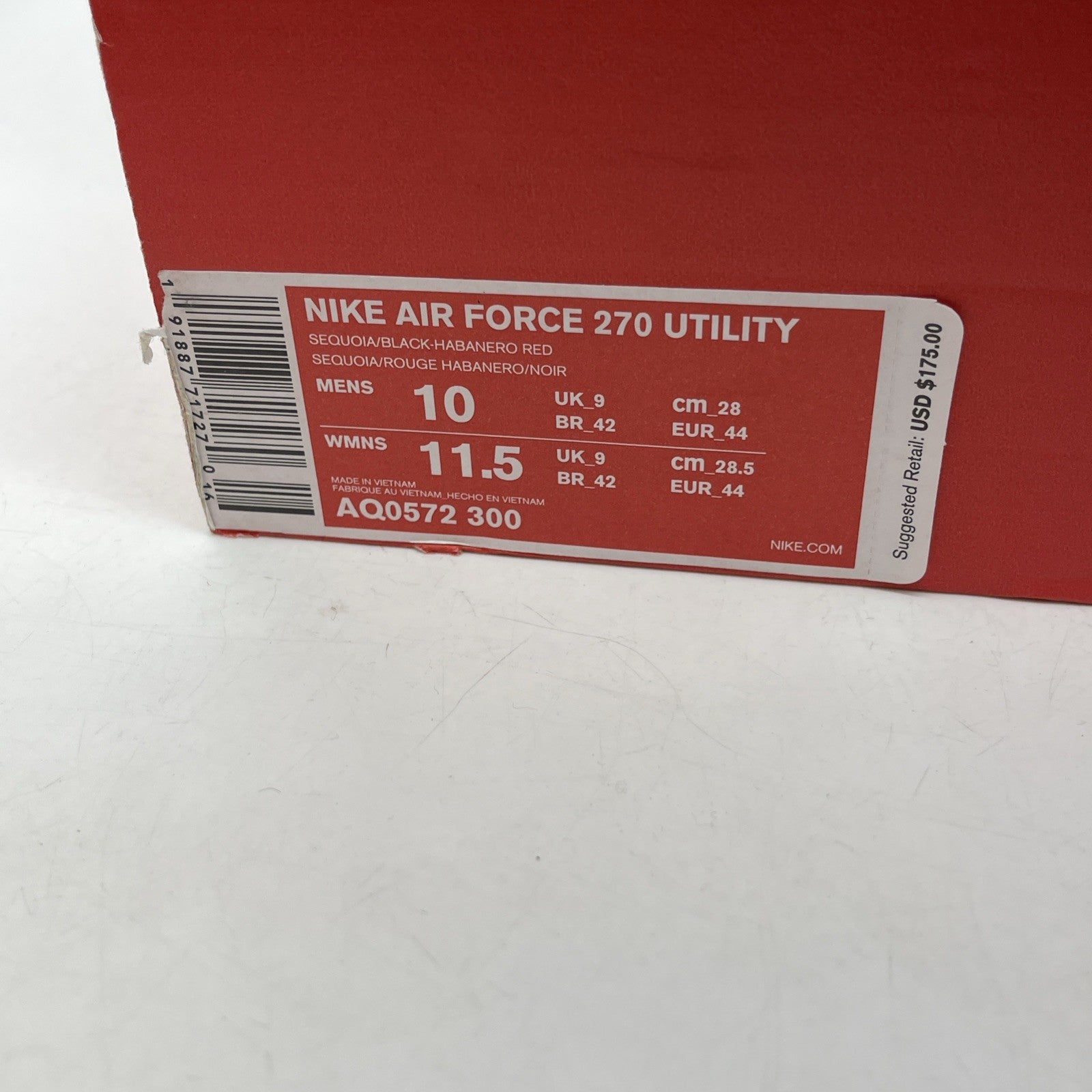 Size 10 - Nike Air Force 270 Utility Style Black Suede Leather (AQ0572-300)