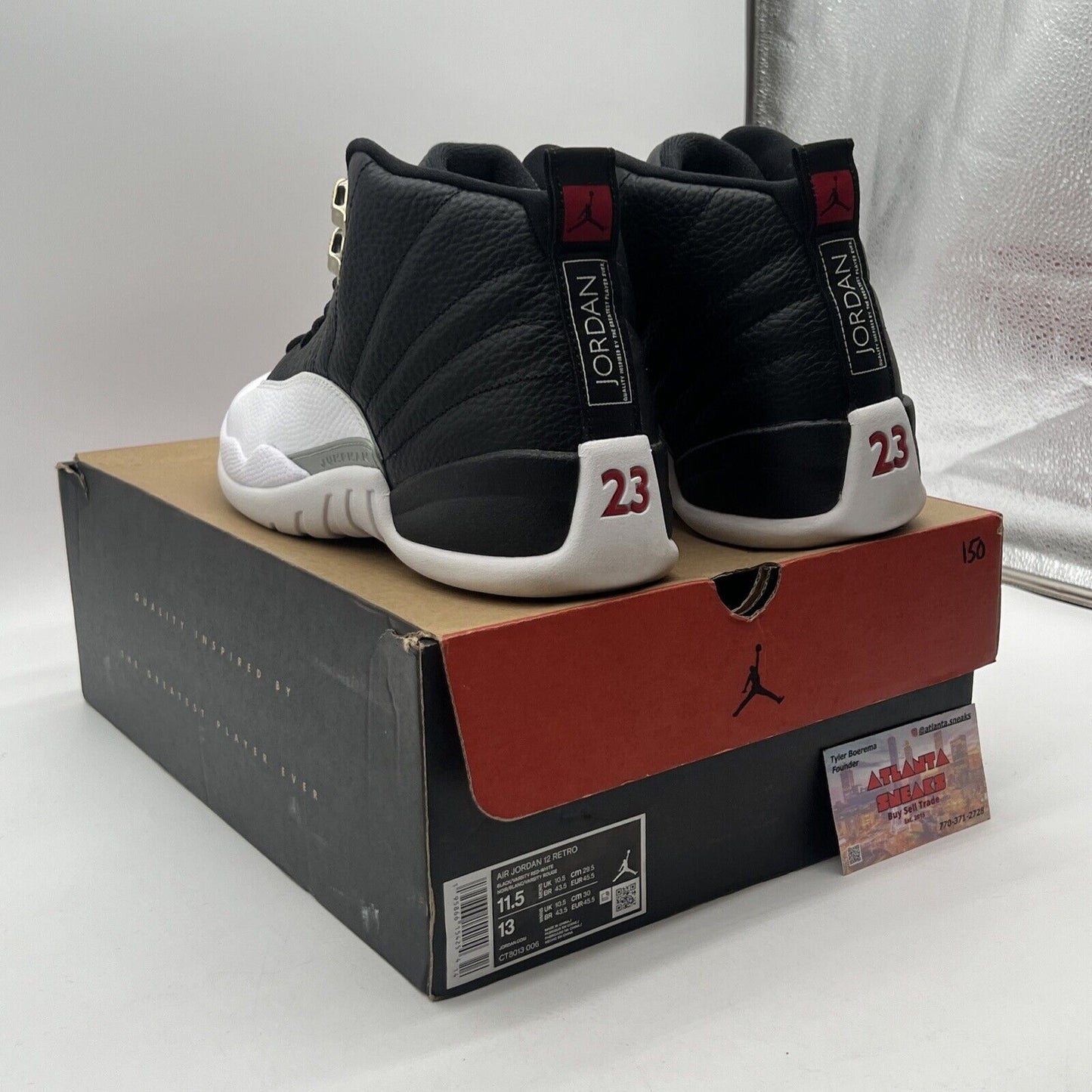 Size 11.5 - Jordan 12 Retro Mid Playoff Black White Leather (CT8013-006)