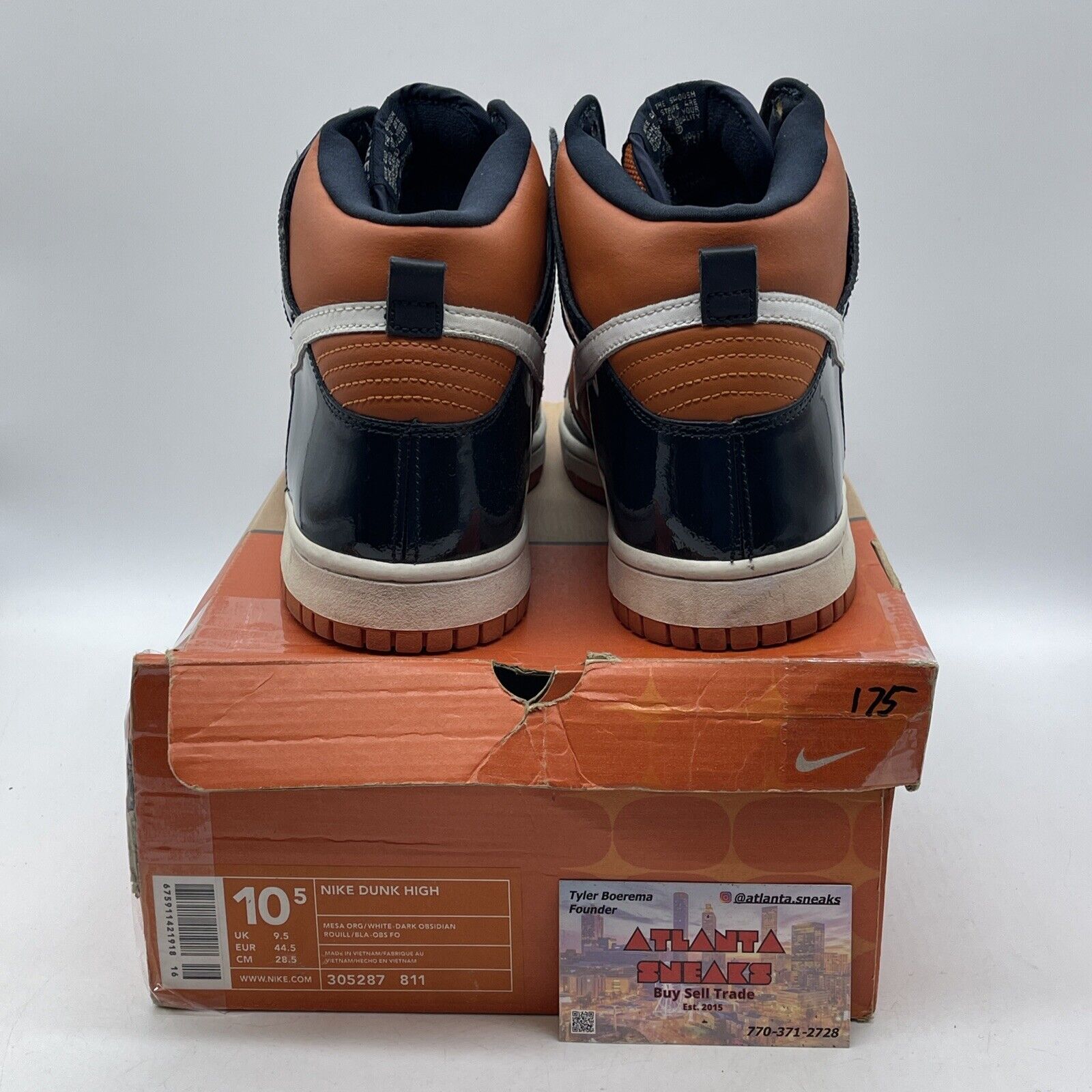 Size 10.5 - Nike Dunk High Mesa Orange Black White Leather (305287-811)