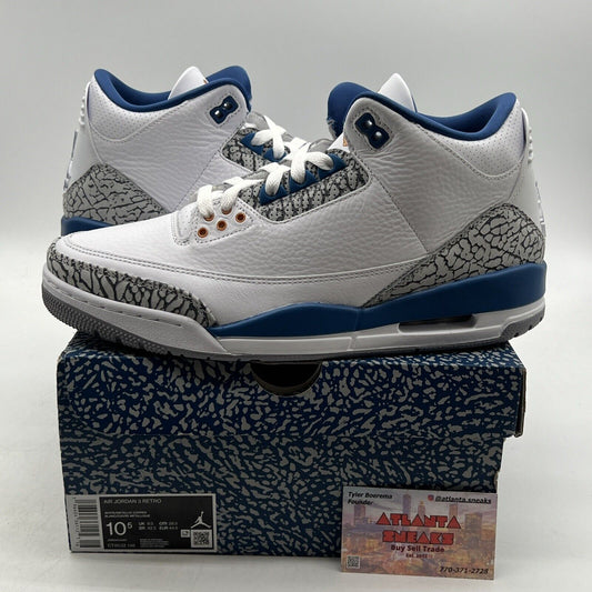 Size 10.5 - Jordan 3 Retro Mid Washington Wizards White Blue  (CT8532-148)
