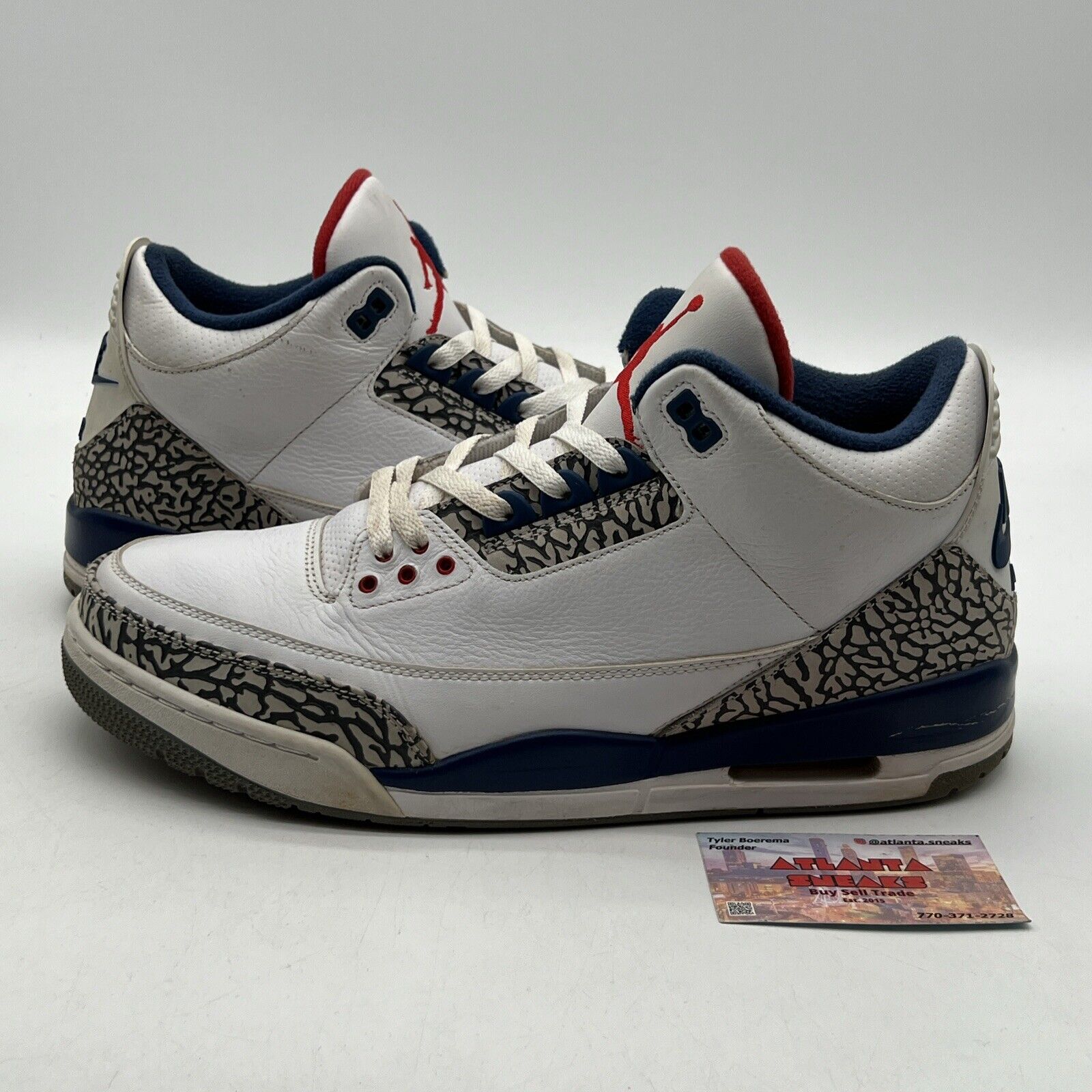 Size 13 - Jordan 3 Retro OG Mid True Blue White Grey Black Leather (854262-106)