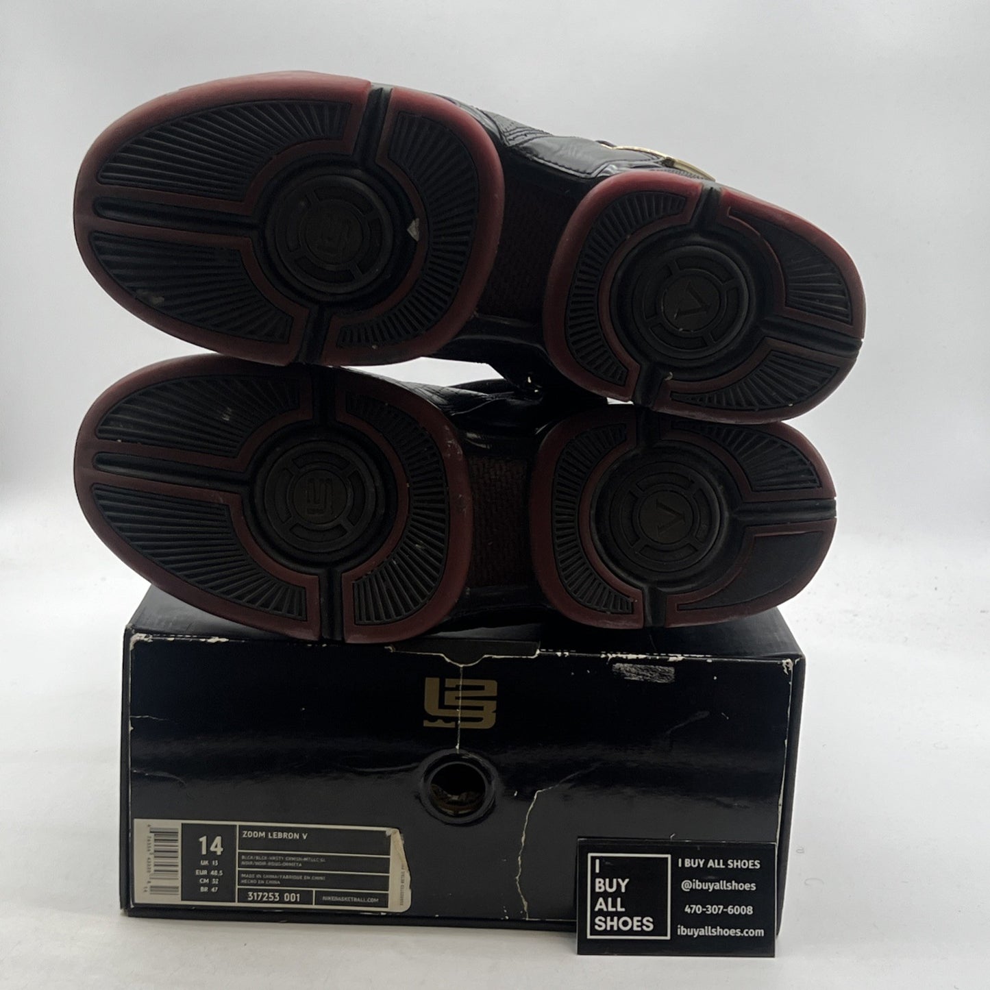 Size 14 - Nike Zoom LeBron 5 Black Varsity Crimson (317253-001)