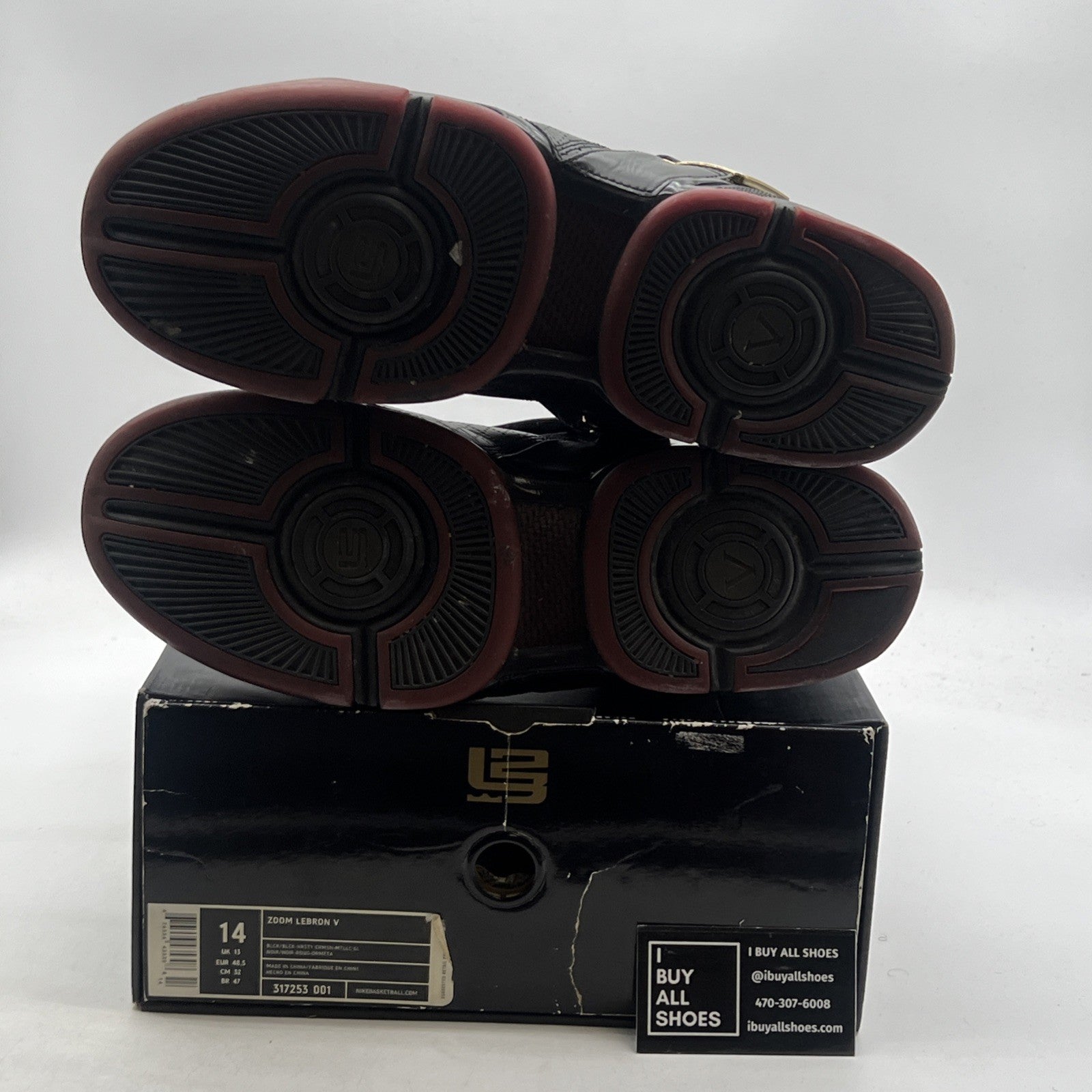 Size 14 - Nike Zoom LeBron 5 Black Varsity Crimson (317253-001)