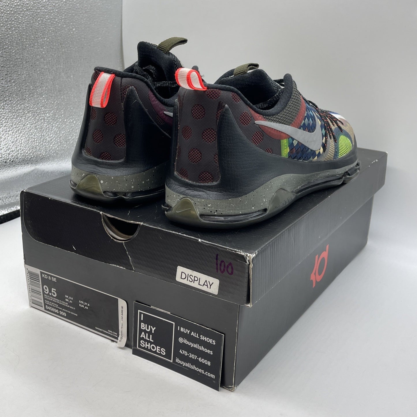 Size 9.5 - Nike KD 8 SE What The Black Blue Brown Suede Leather (845896-999)