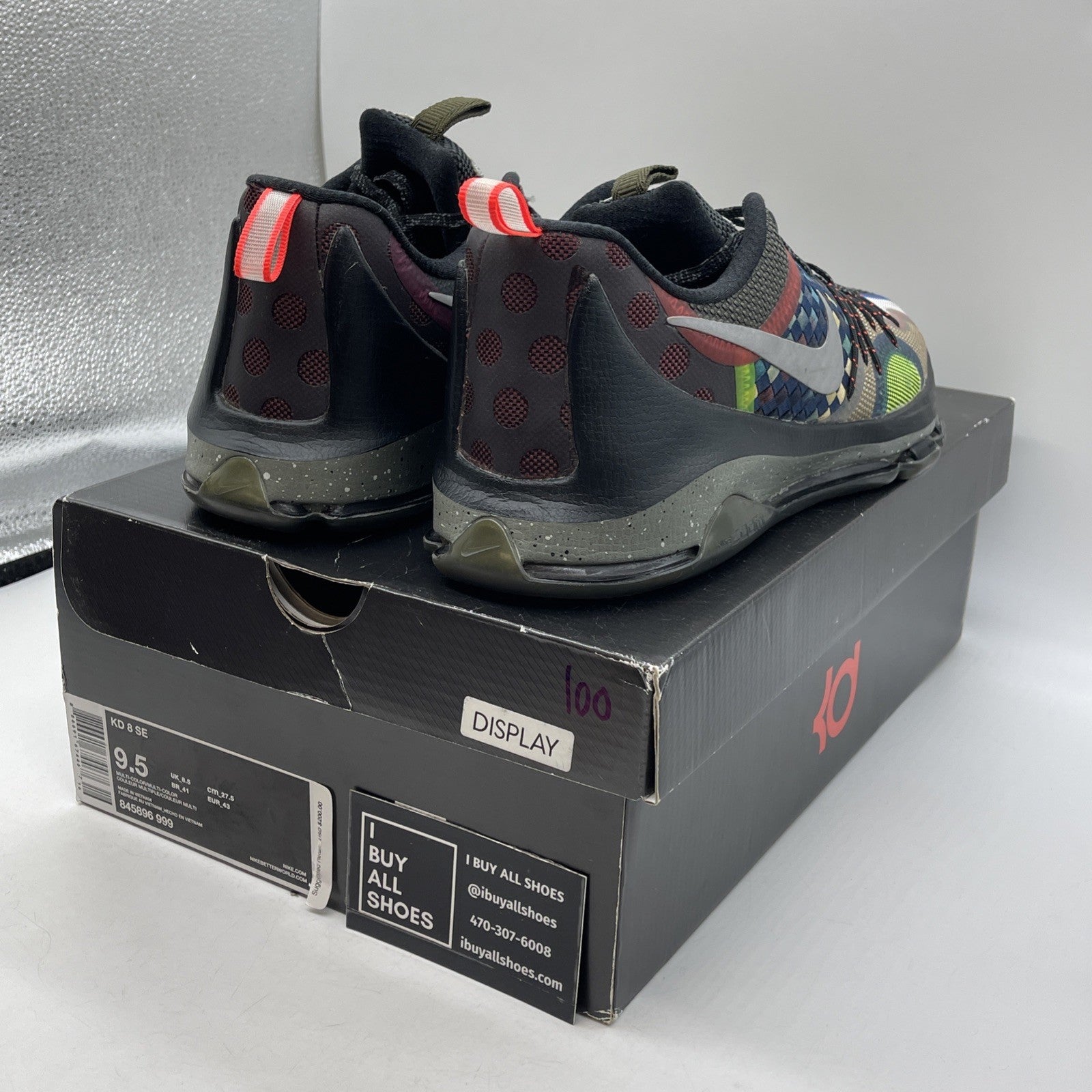 Size 9.5 - Nike KD 8 SE What The Black Blue Brown Suede Leather (845896-999)