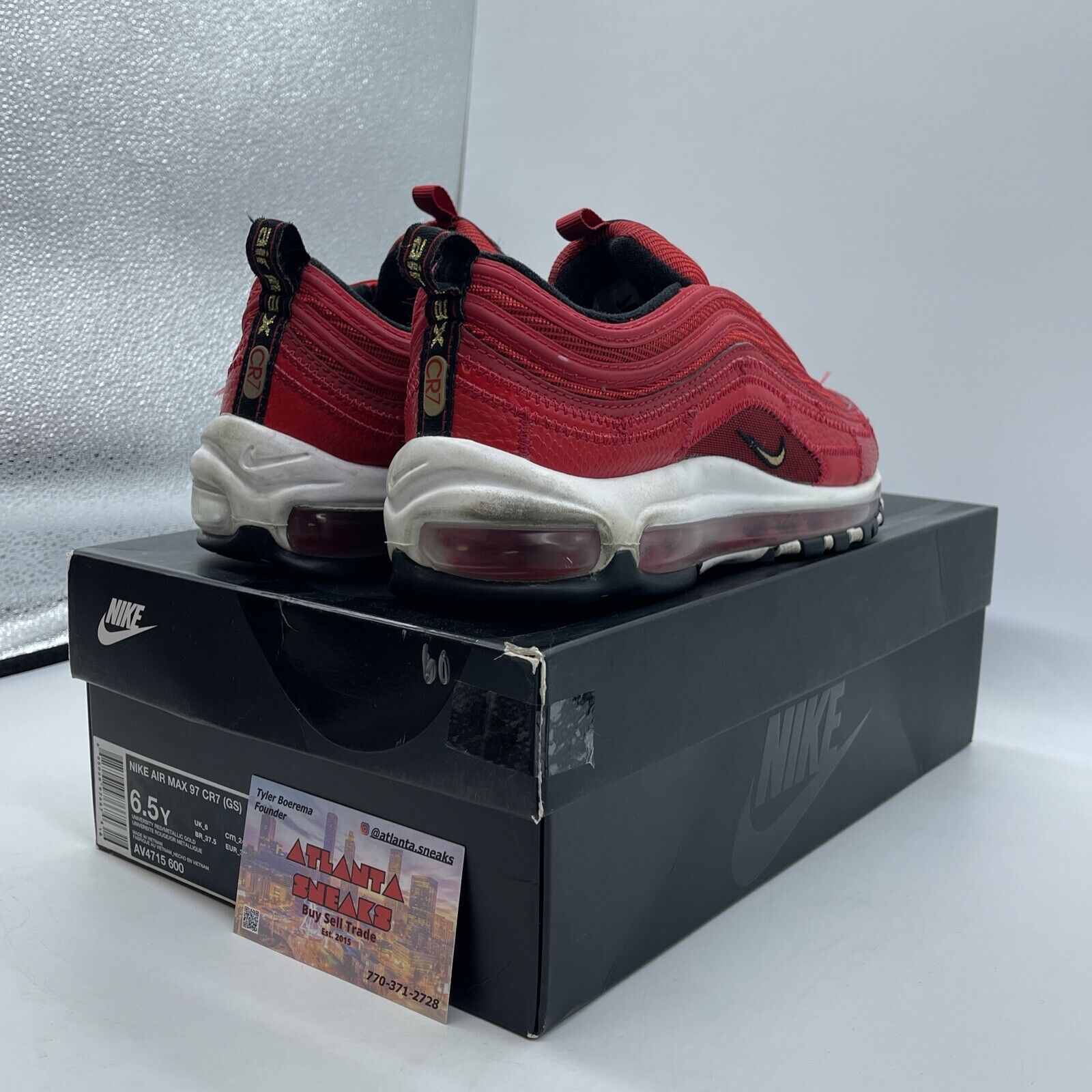 Size 6.5Y - Nike Air Max 97 x CR7 Portugal Patchwork Red White Gold (AV4715-600)