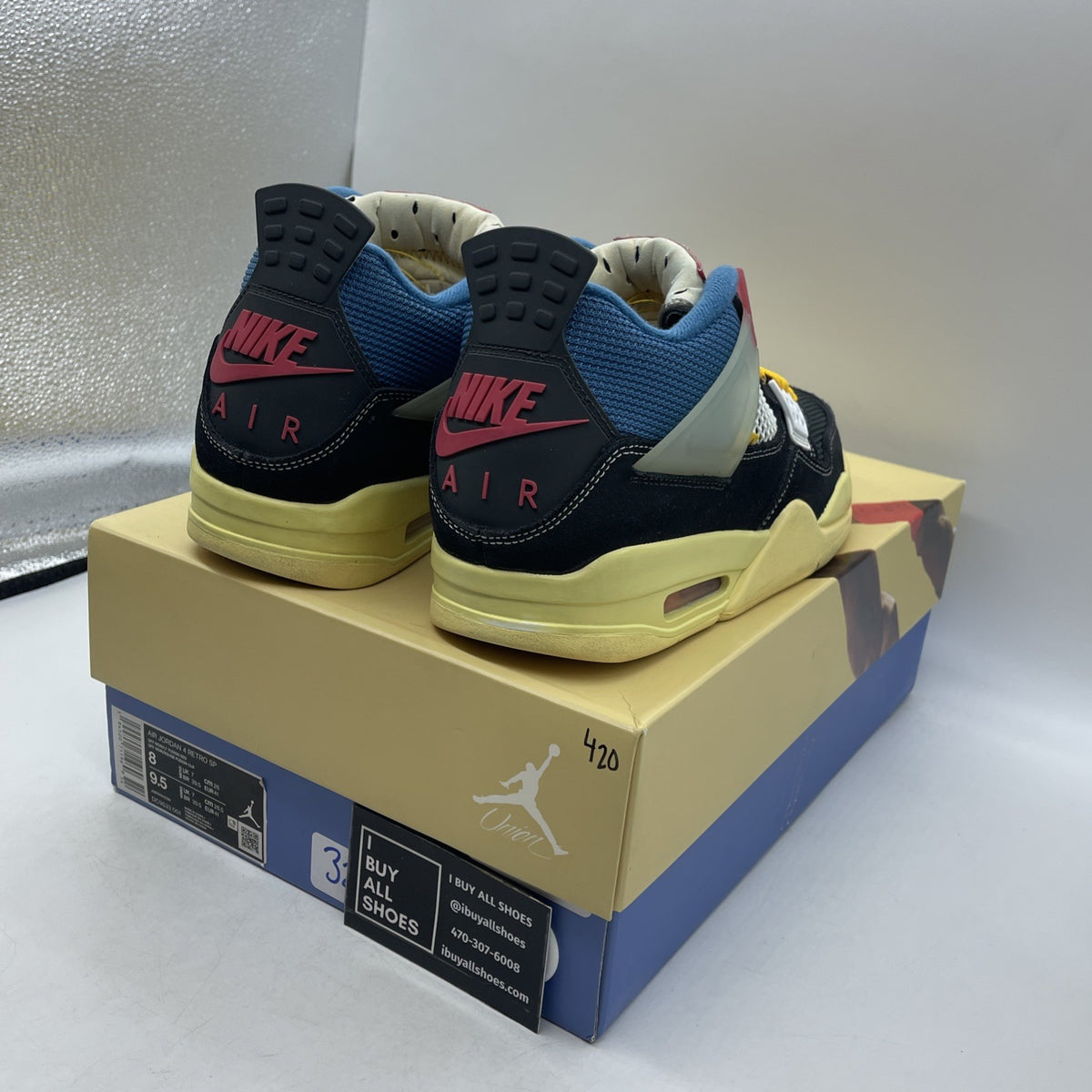 Size 8 - Air Jordan 4 Retro x Union LA Mid Off Noir (DC9533-001)