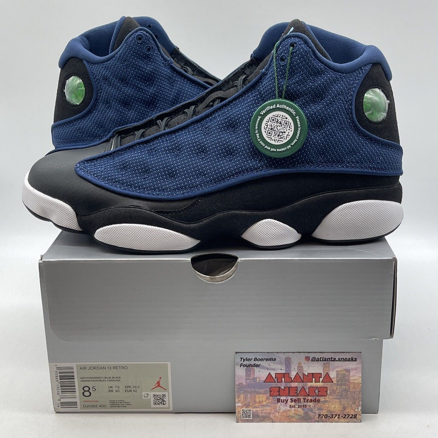 Size 8.5 - Jordan 13 Navy 2022 Black Suede White Leather (DJ5982-400)