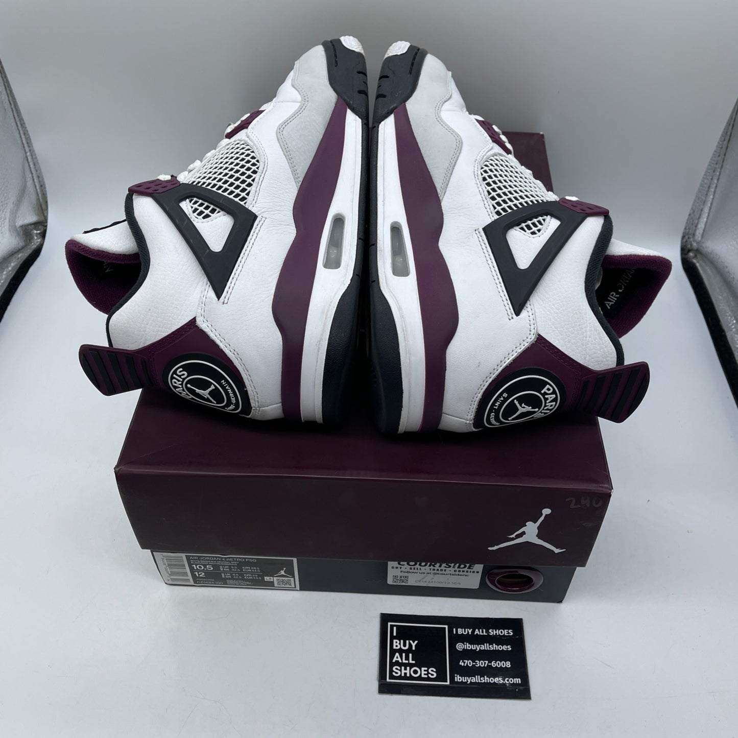 Size 10.5 - Jordan 4 Retro x Paris Saint-Germain Bordeaux White (CZ5624-100)