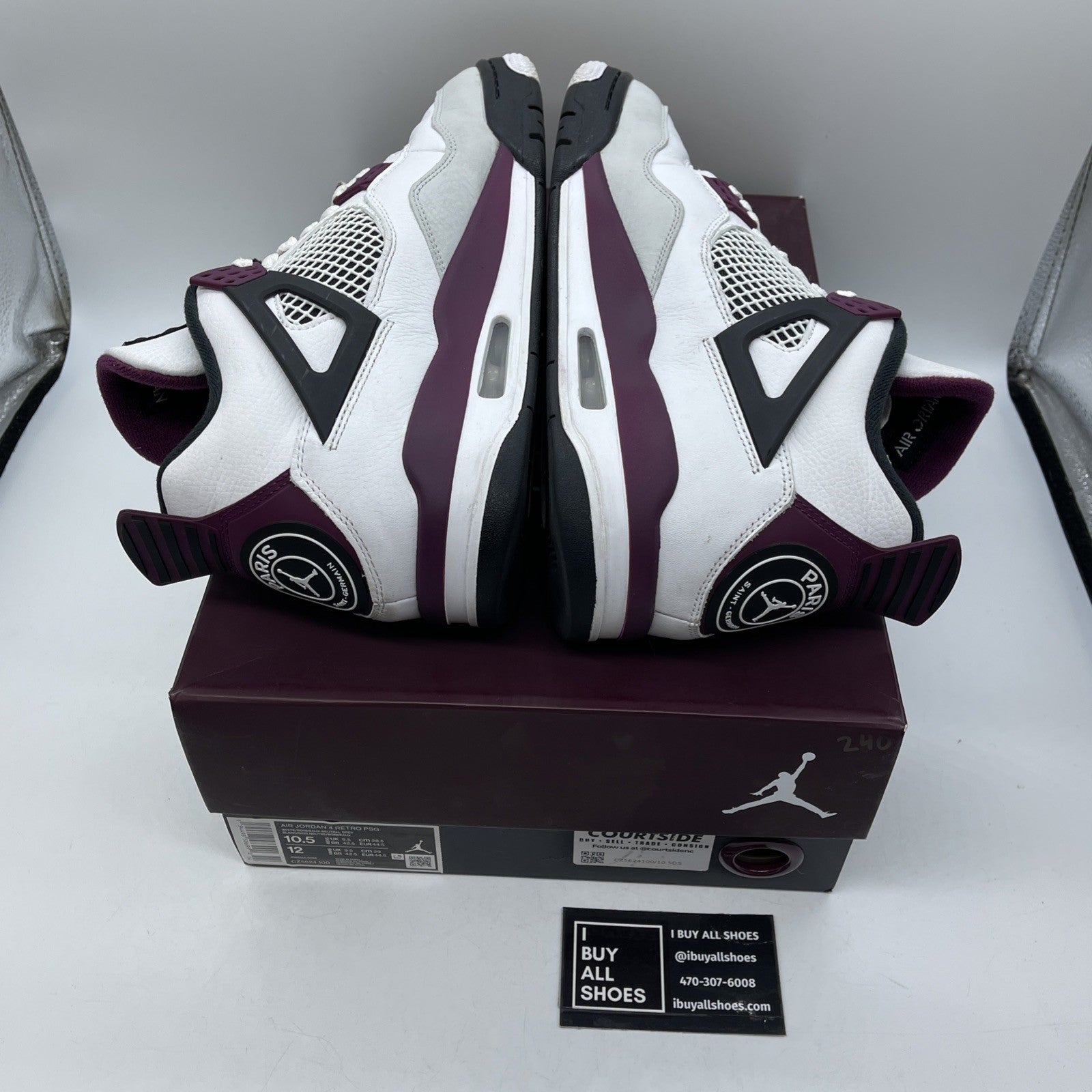 Size 10.5 - Jordan 4 Retro x Paris Saint-Germain Bordeaux White (CZ5624-100)