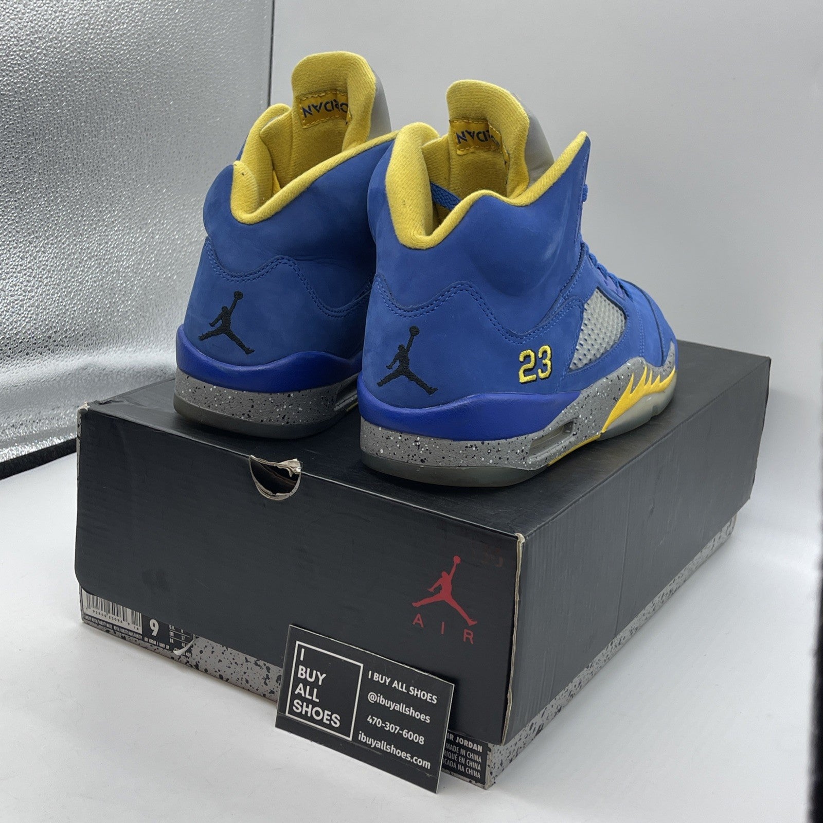 Size 9 - Air Jordan 5 Retro Laney Blue Yellow Grey Suede (CD2720-400)