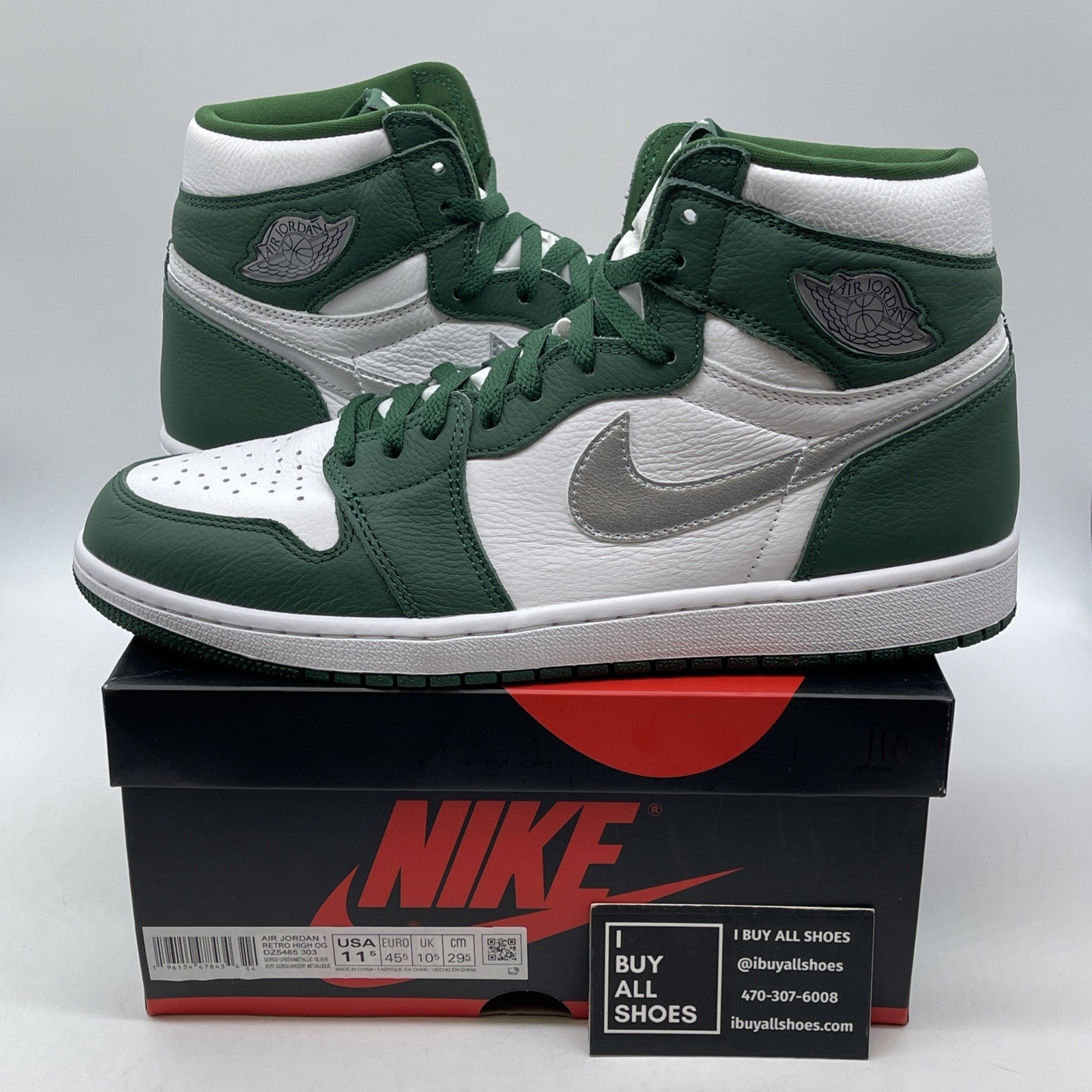 Size 11.5 - Jordan 1 Retro OG High Gorge Green White Silver (DZ5485-303)