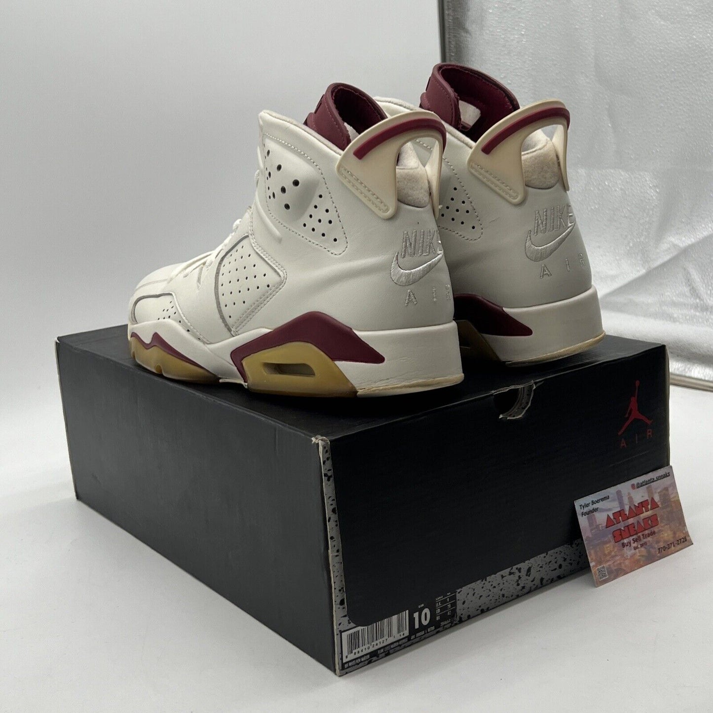 Size 10 - Air Jordan 6 Retro 2015 Maroon White Leather (384664-116)