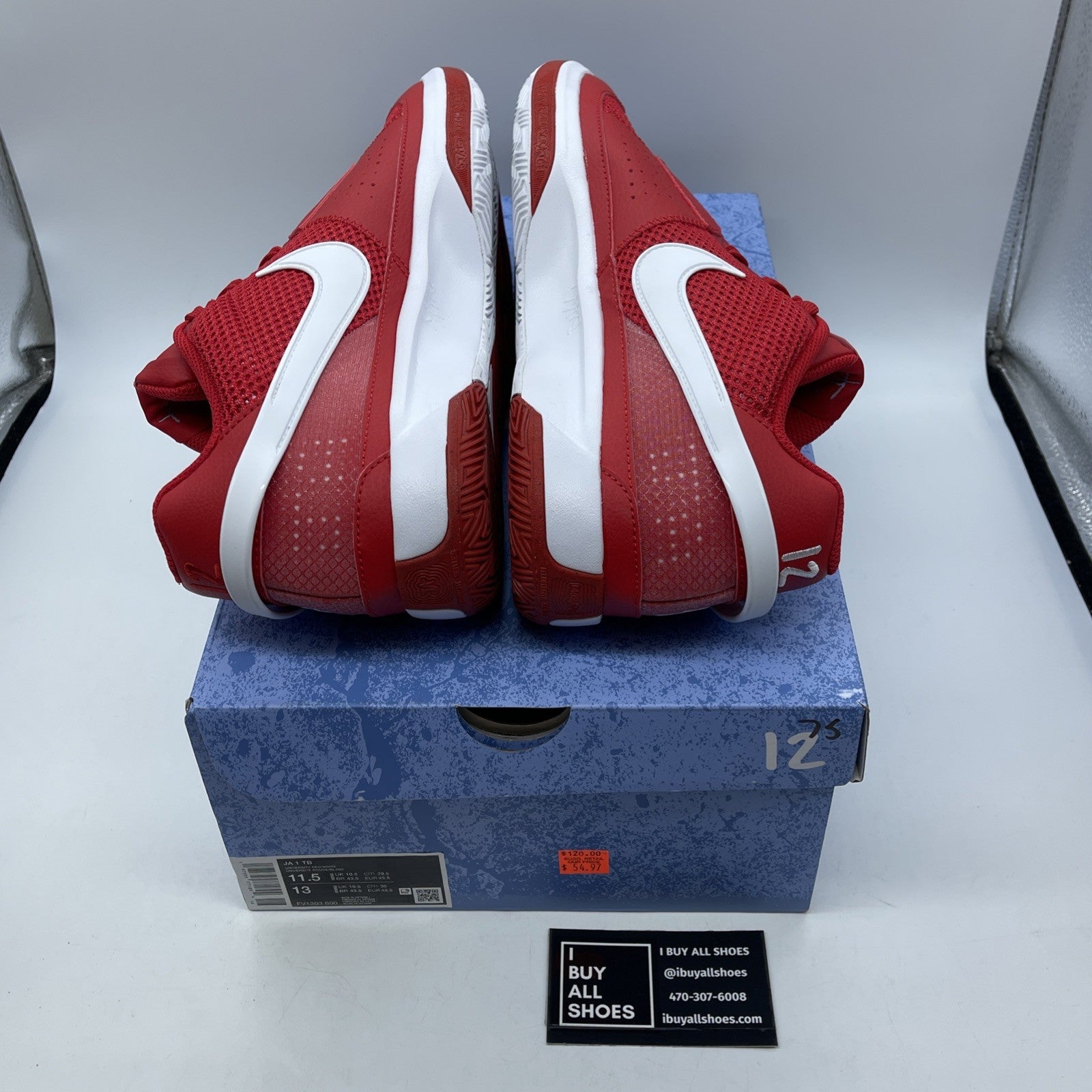 Size 11.5 - Nike Ja 1 TB Basketball Shoes University Red White (FV1303-600)