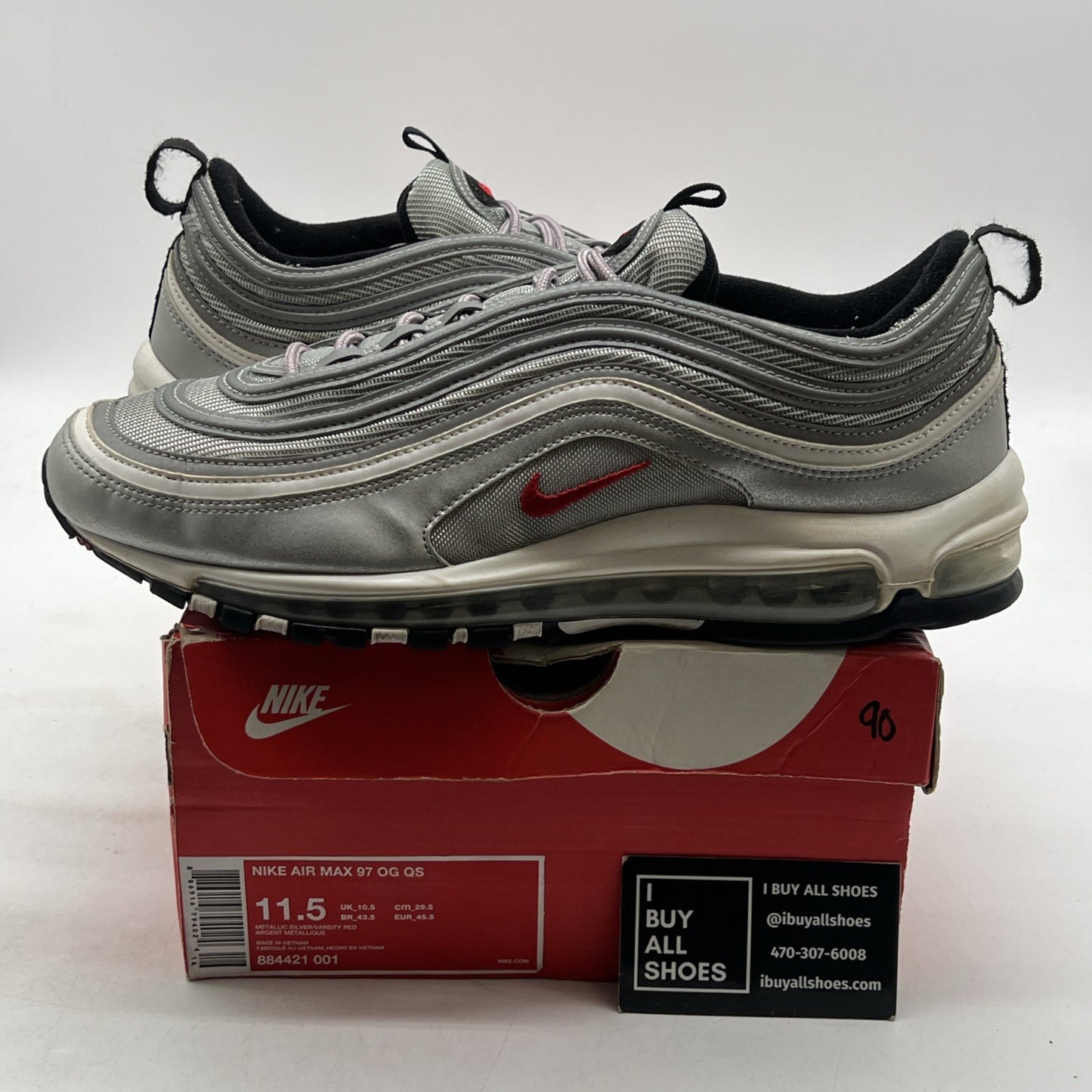 Size 11.5 - Nike Air Max 97 OG QS 2017 Silver Bullet (884421-001)
