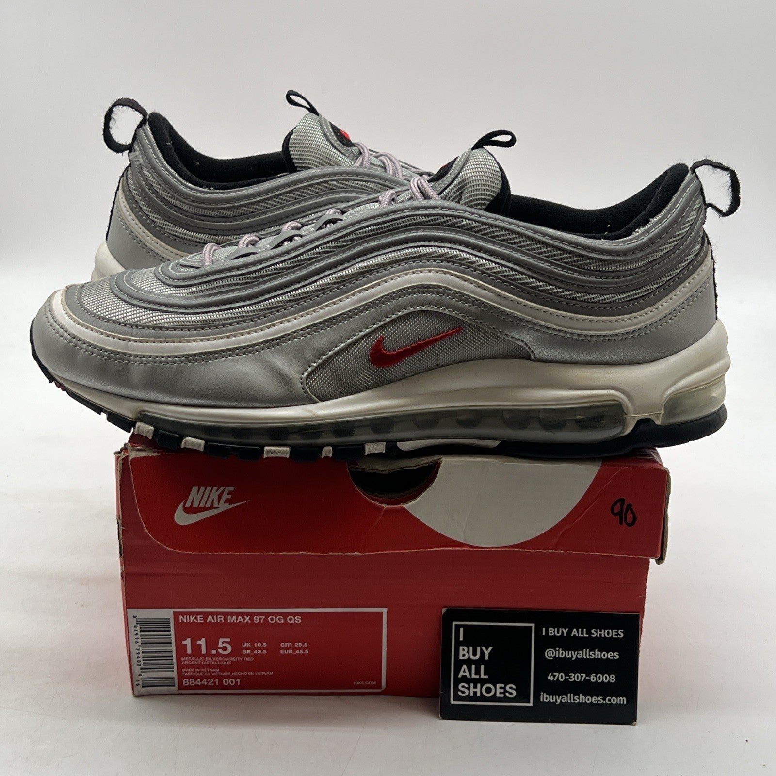 Size 11.5 - Nike Air Max 97 OG QS 2017 Silver Bullet (884421-001)