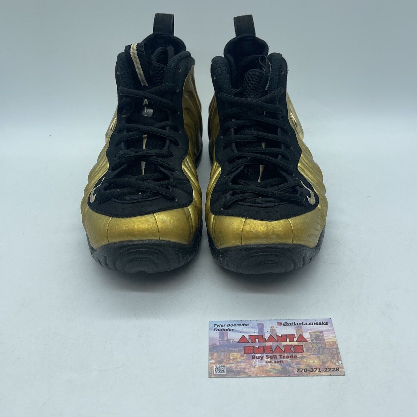 Size 8 - Nike Air Foamposite Pro Metallic Gold Black Suede Leather (624041-701)