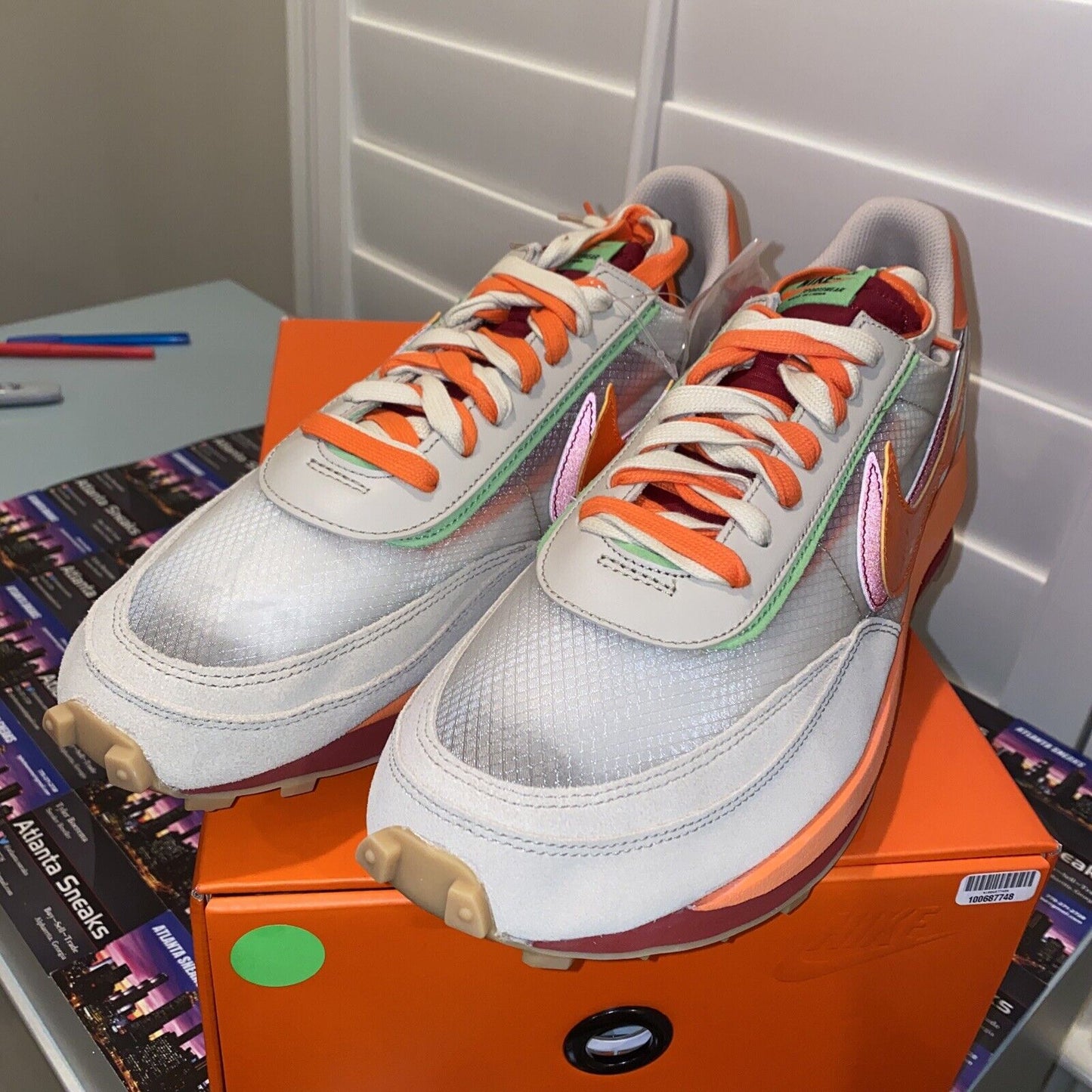 Size 14 - Nike LDWaffle X Clot X Sacai Net Orange Blaze 2021