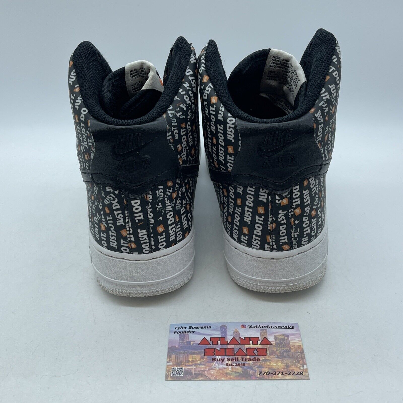 Size 9.5 - Nike Air Force 1 '07 LV8 High Just Do It Black White (AQ9648-001)