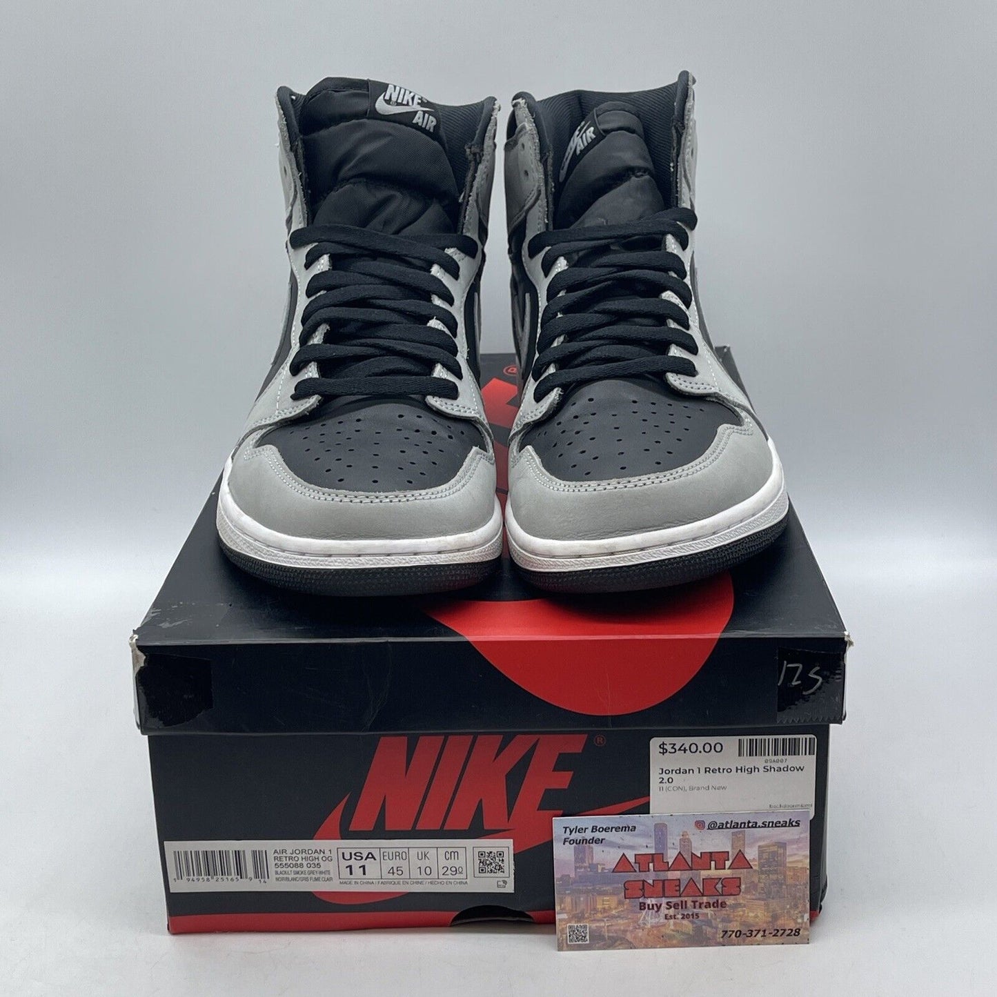 Size 11 - Jordan 1 Retro OG High Shadow 2.0 Black Grey Suede (555088-035)