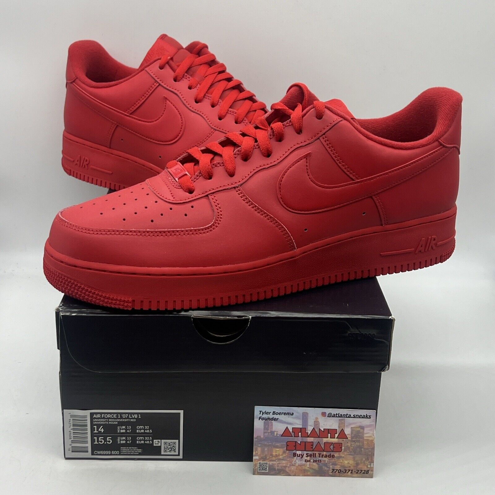 Size 14 - Nike Air Force 1 Low Triple Red Brand New Og All Leather DS