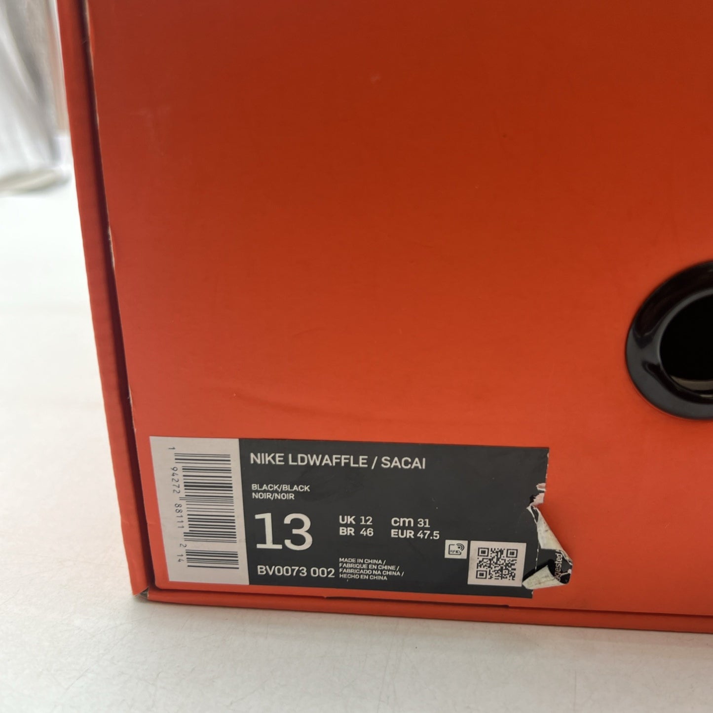 Size 13 - Nike sacai x LDWaffle Black Nylon (BV0073-002)