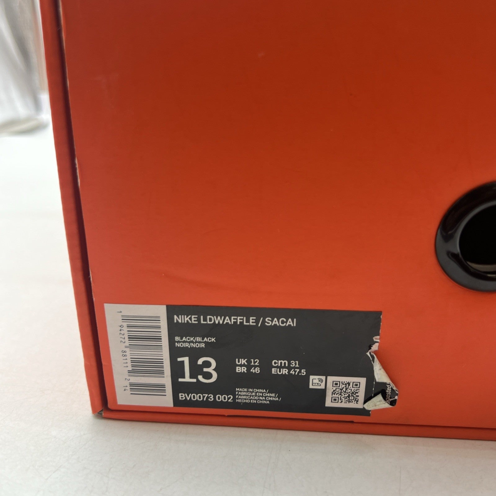 Size 13 - Nike sacai x LDWaffle Black Nylon (BV0073-002)