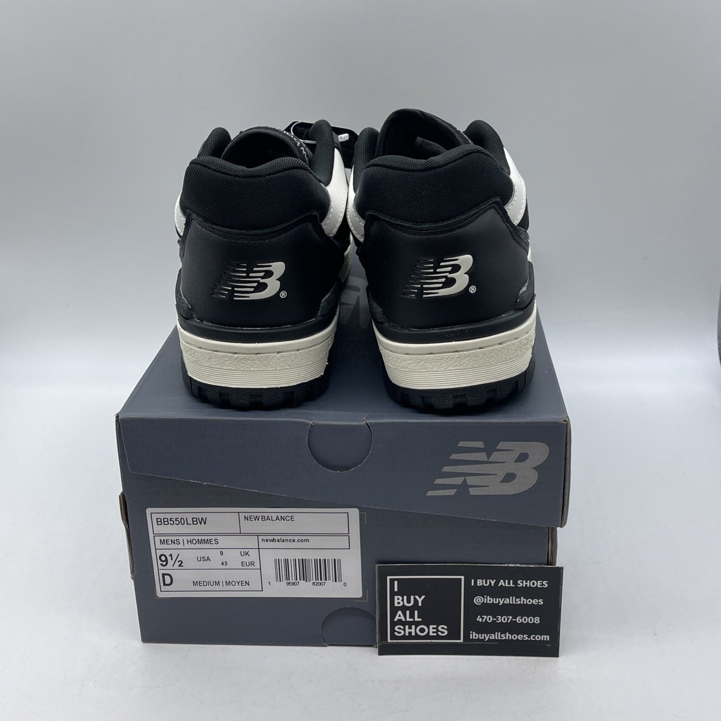 Size 9.5 - New Balance 550 Panda Black White Leather (BB550LBW)