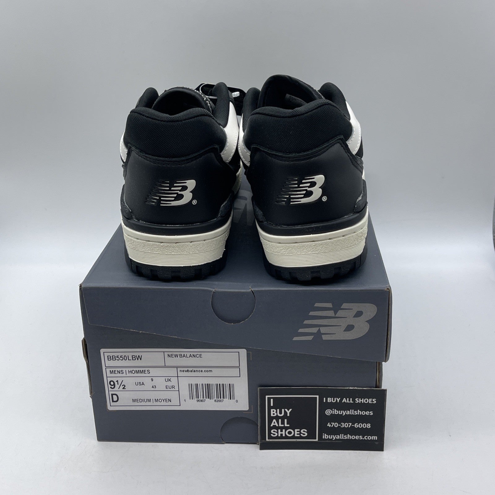 Size 9.5 - New Balance 550 Panda Black White Leather (BB550LBW)