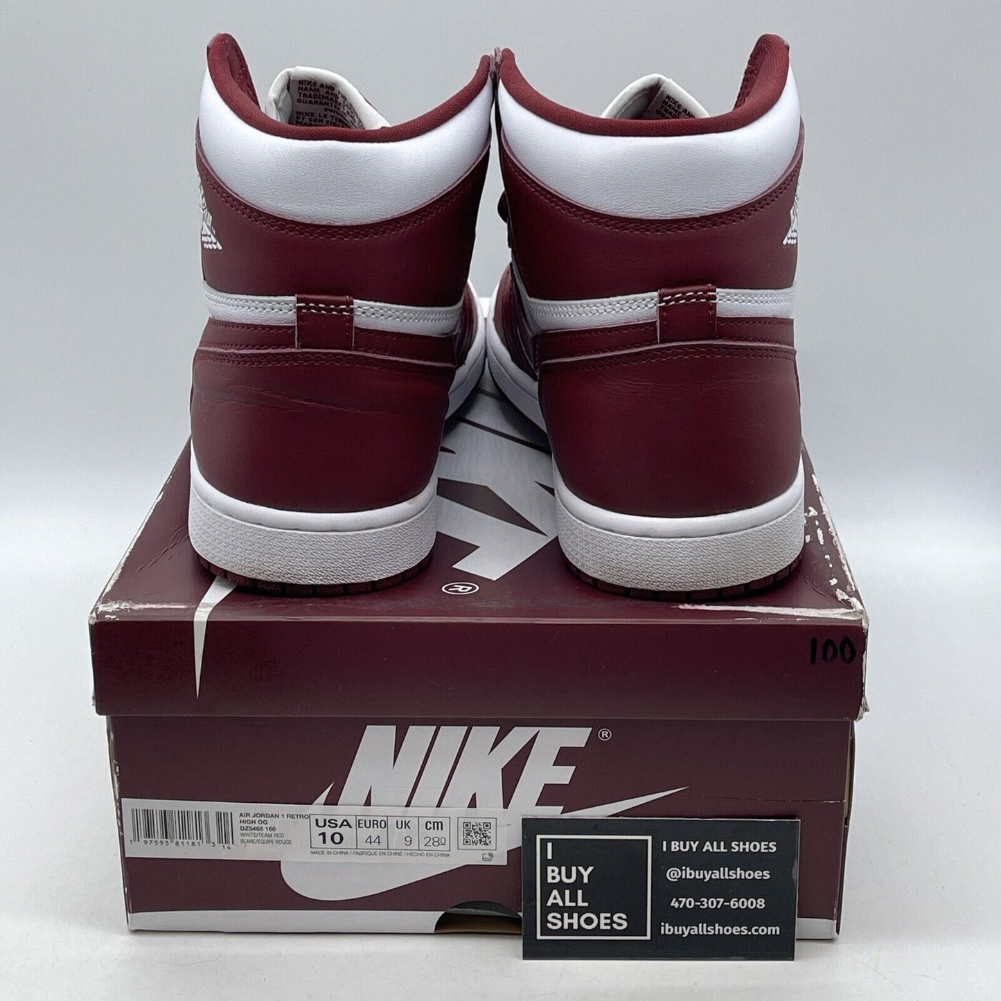 Size 10 - Air Jordan 1 Retro OG High Artisanal Red Burgundy White (DZ5485-180)