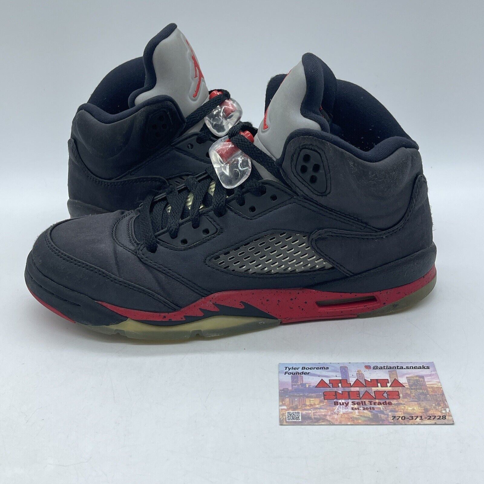 Size 7Y - Nike Air Jordan 5 V Retro Satin Bred Black Red Suede (440888-006)