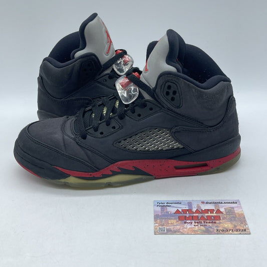 Size 7Y - Nike Air Jordan 5 V Retro Satin Bred Black Red Suede (440888-006)