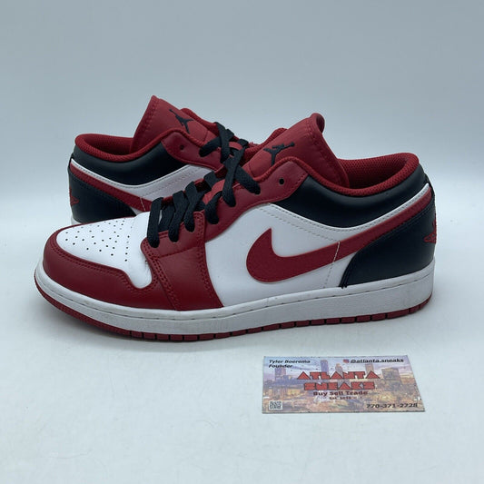 Size 9.5 - Jordan 1 Low Reverse Black Toe White Red Leather (553558-163)