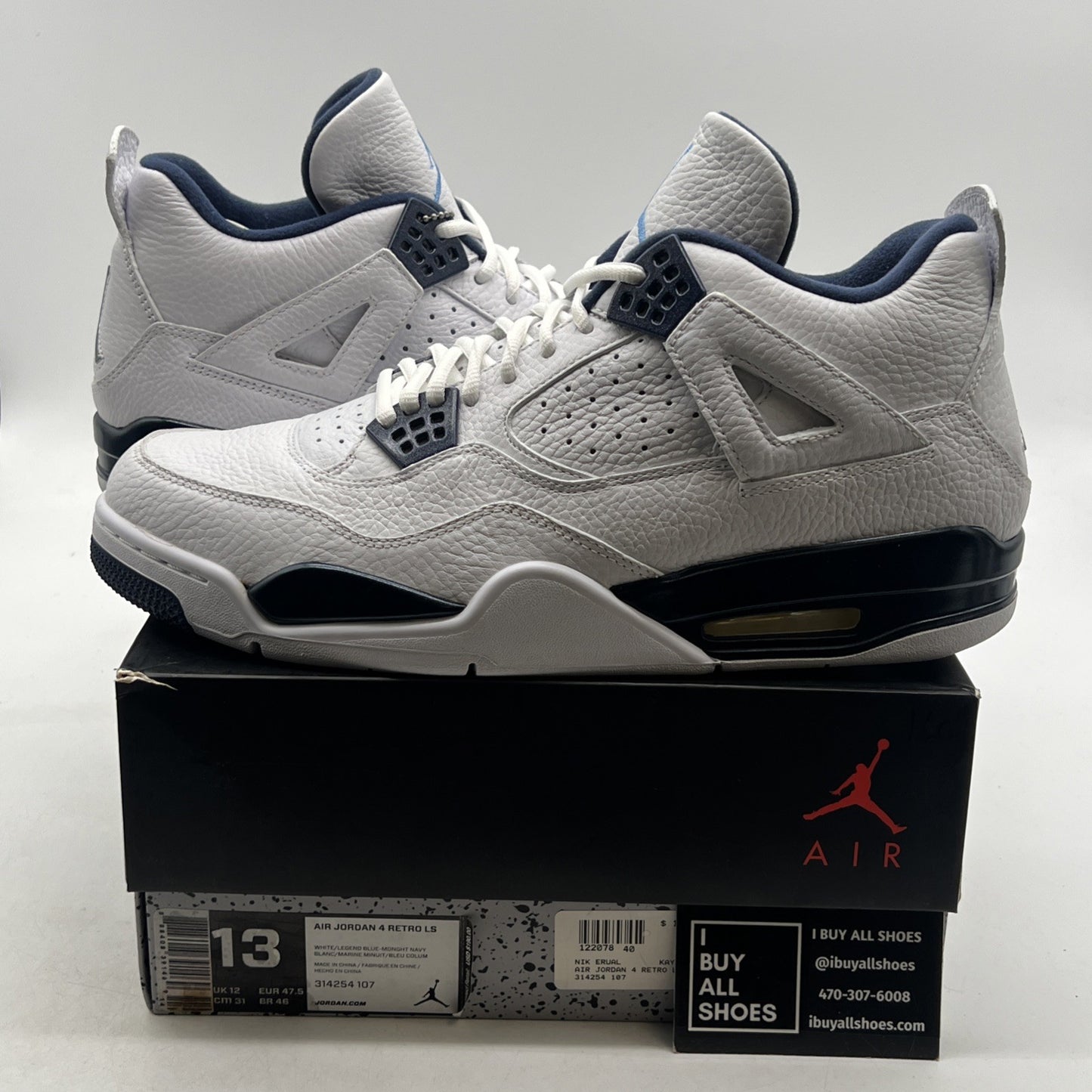 Size 13 - Air Jordan 4 Retro LS Columbia (314254-107)