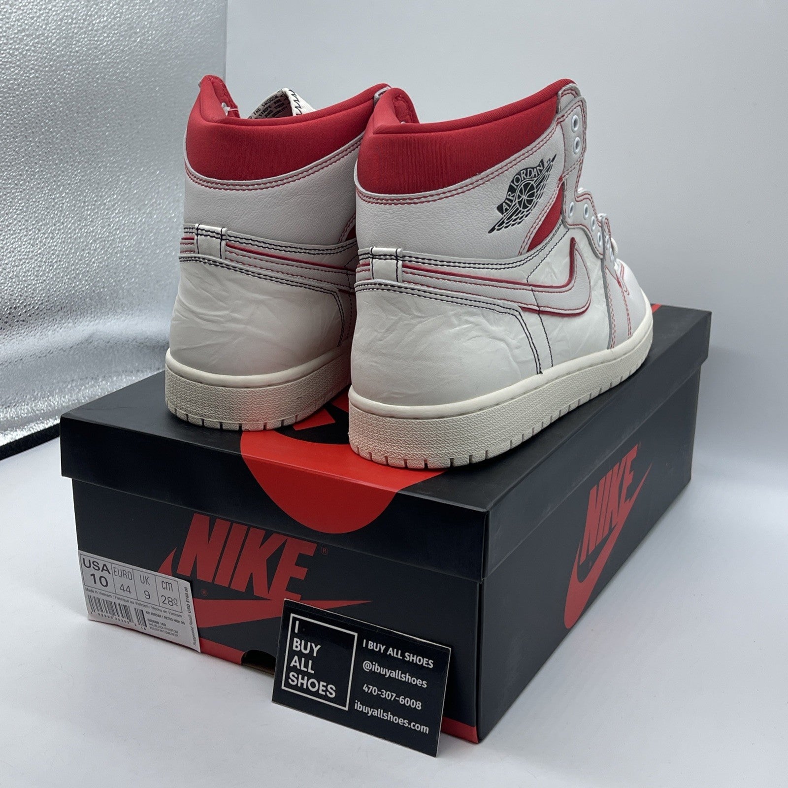 Size 10 - Air Jordan 1 Retro OG High Phantom White Red Suede (555088-160)