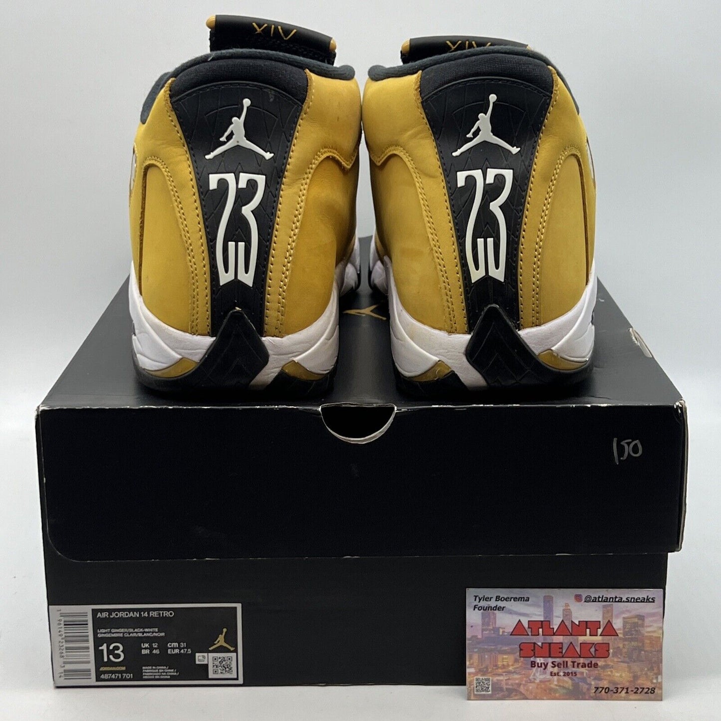 Size 13 - Jordan 14 Retro Light Ginger 2022 White Black Suede (487471-701)