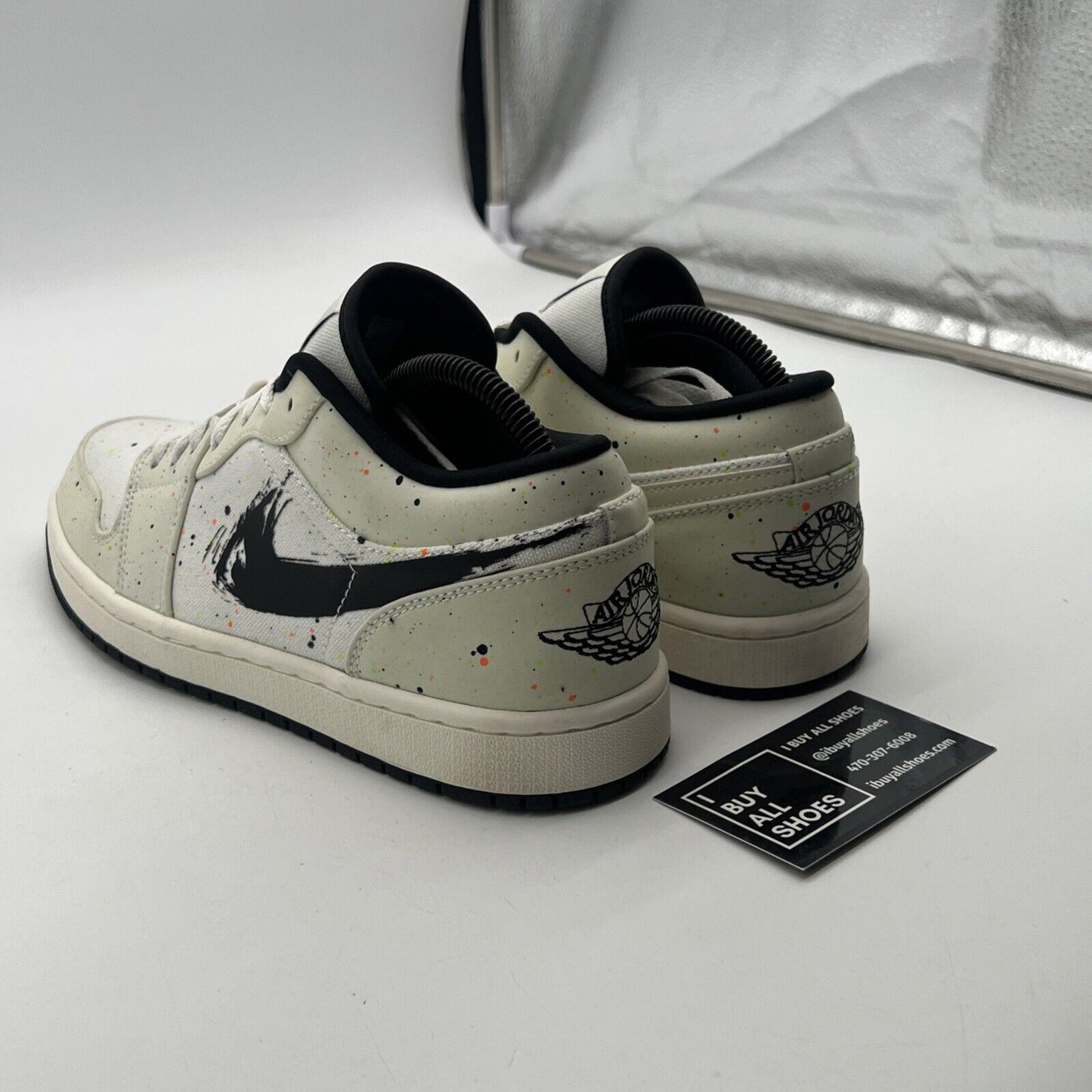 Size 8 - Air Jordan 1 Low Brushstroke Swoosh - Paint Splatter (DM3528-100)