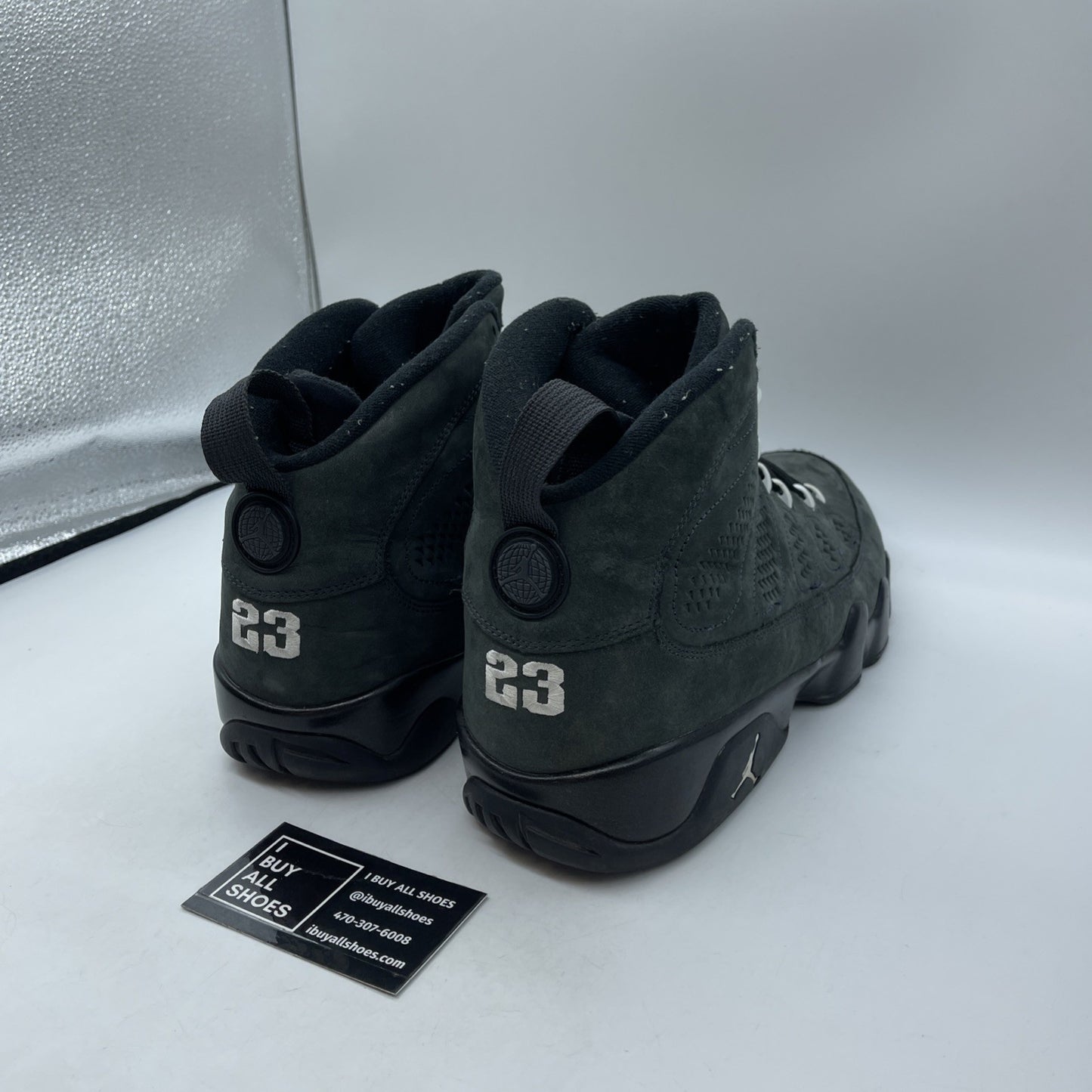 Size 14 - Air Jordan 9 Retro Anthracite Black White suede Leather (302370-013)
